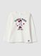 Maglia bianca in cotone organico elasticizzato con stampa Minnie_0