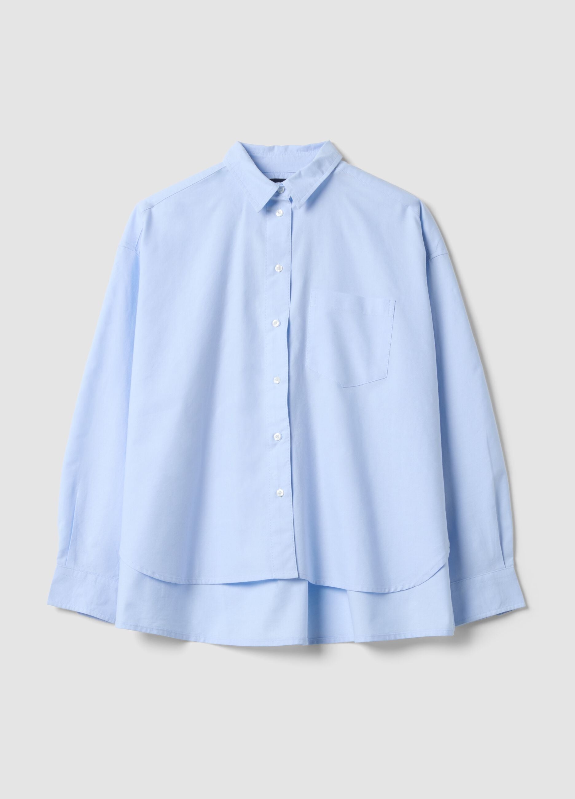 Light blue pure cotton shirt with classic collar, regular fit