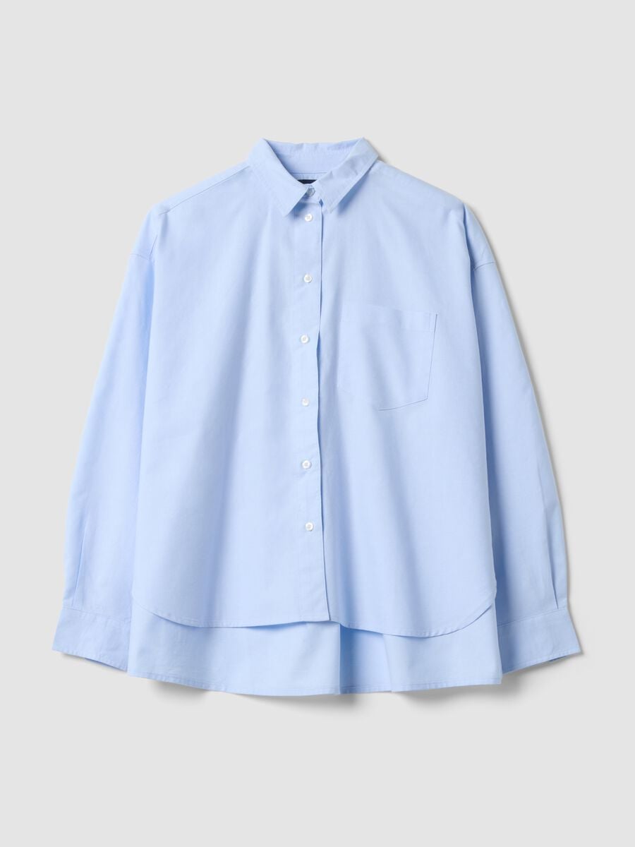 Camicia azzurra in puro cotone con colletto classico regular fit_0