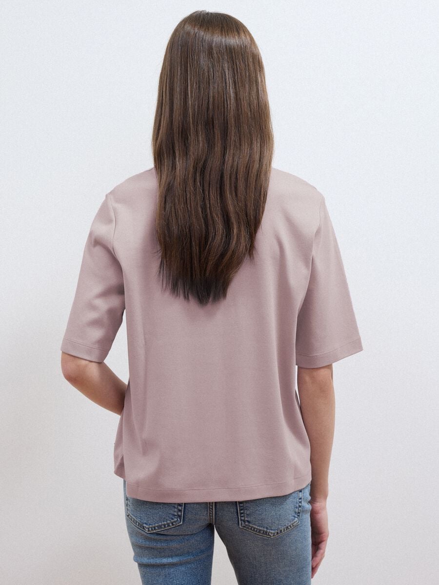 Pink boxy-fit T-shirt in cotton and viscose blend_3