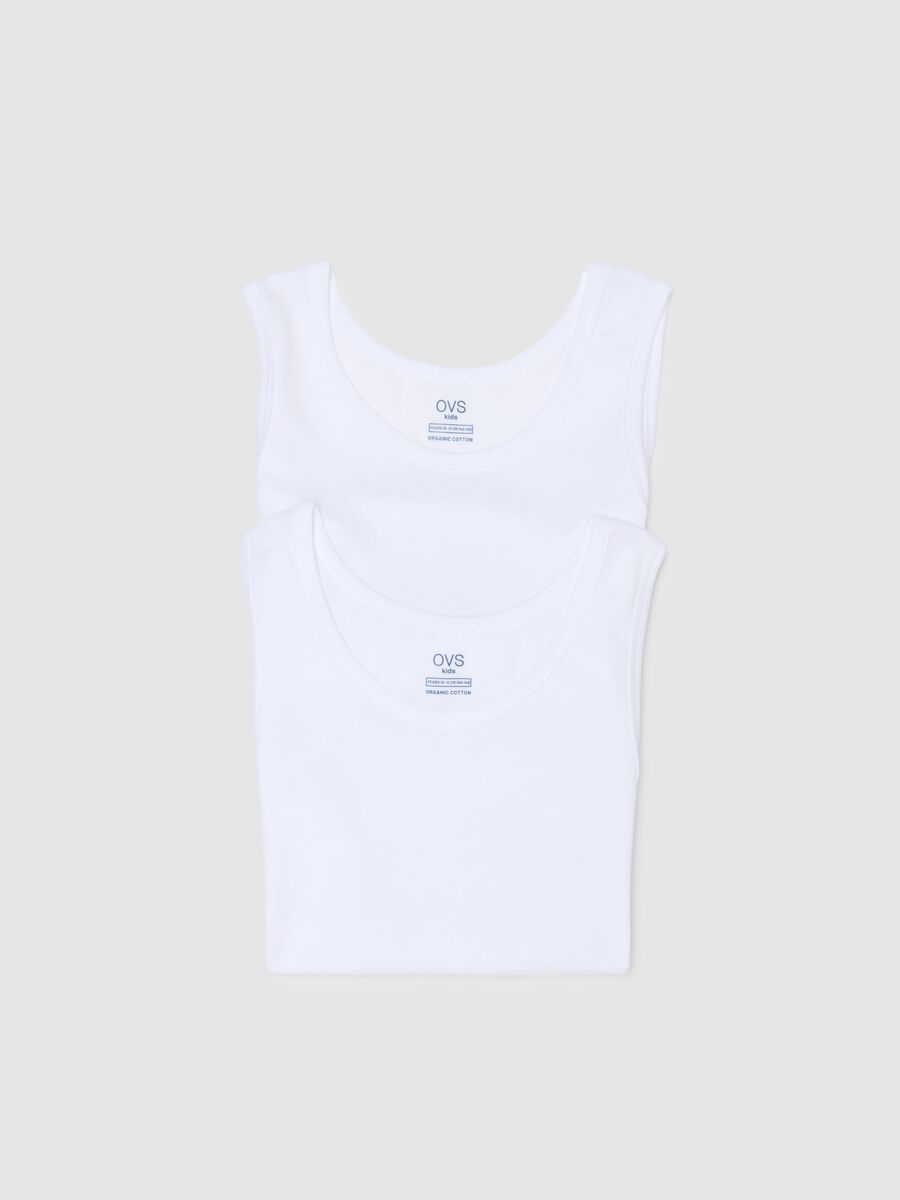 Twin pack of white cotton vests for boys, regular fit_2