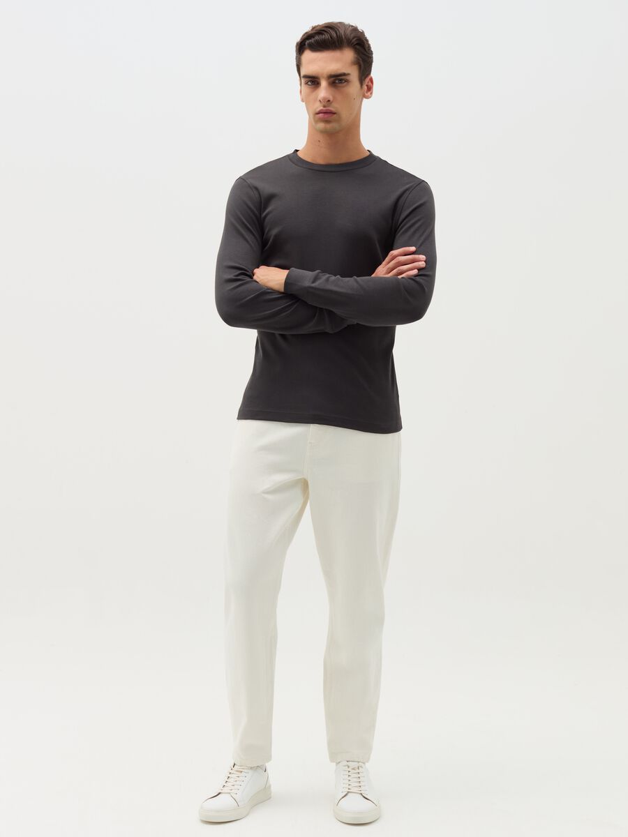 T-shirt girocollo in cotone interlock_1