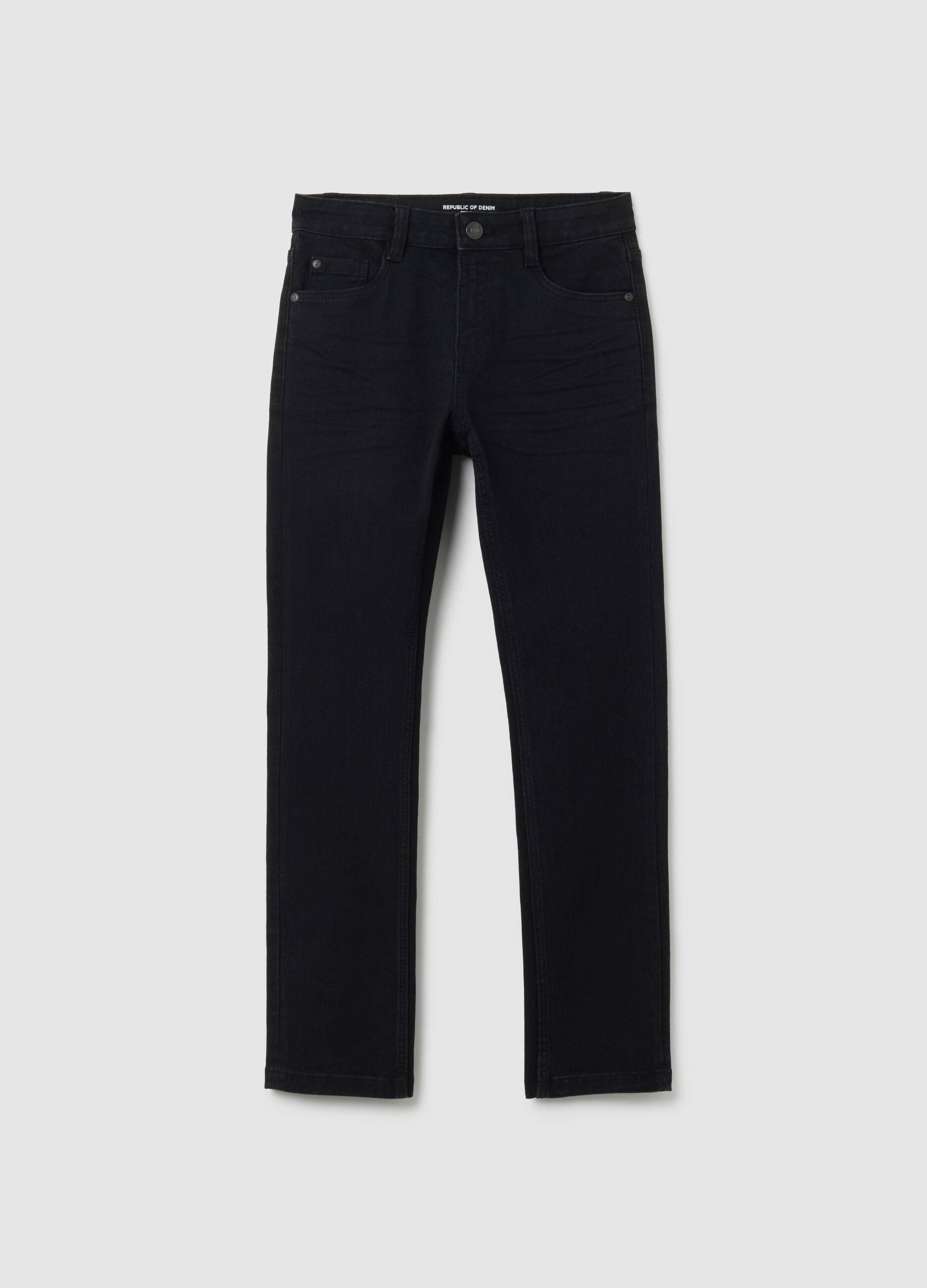 Jeans da ragazzo in denim nero regular fit