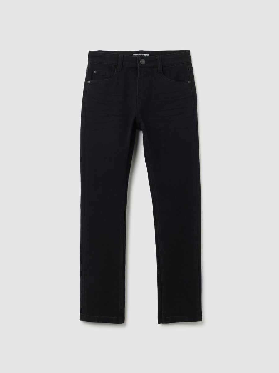 Jeans da ragazzo in denim nero regular fit_0