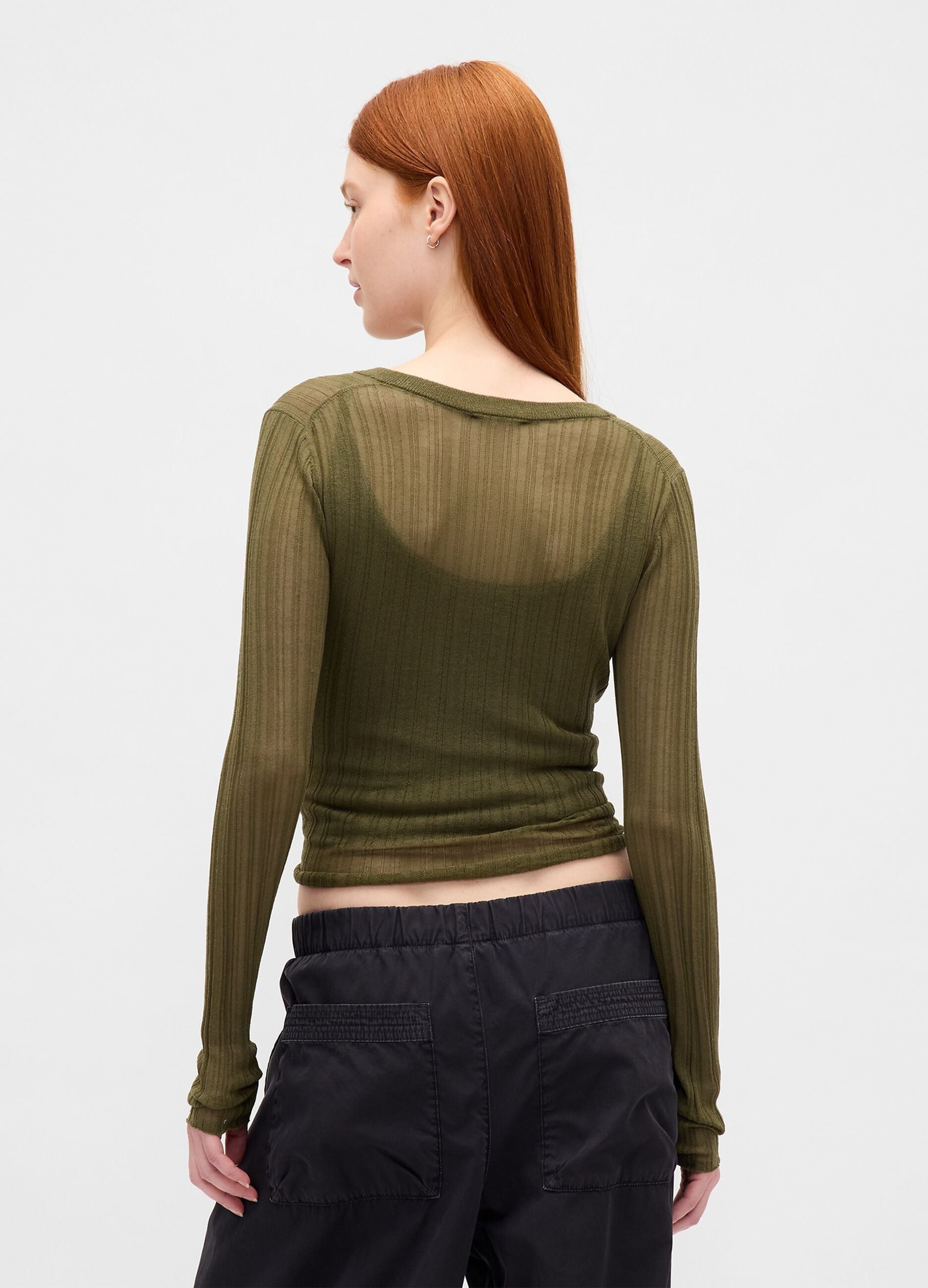 Light green pullover in acrylic and polyamide blend