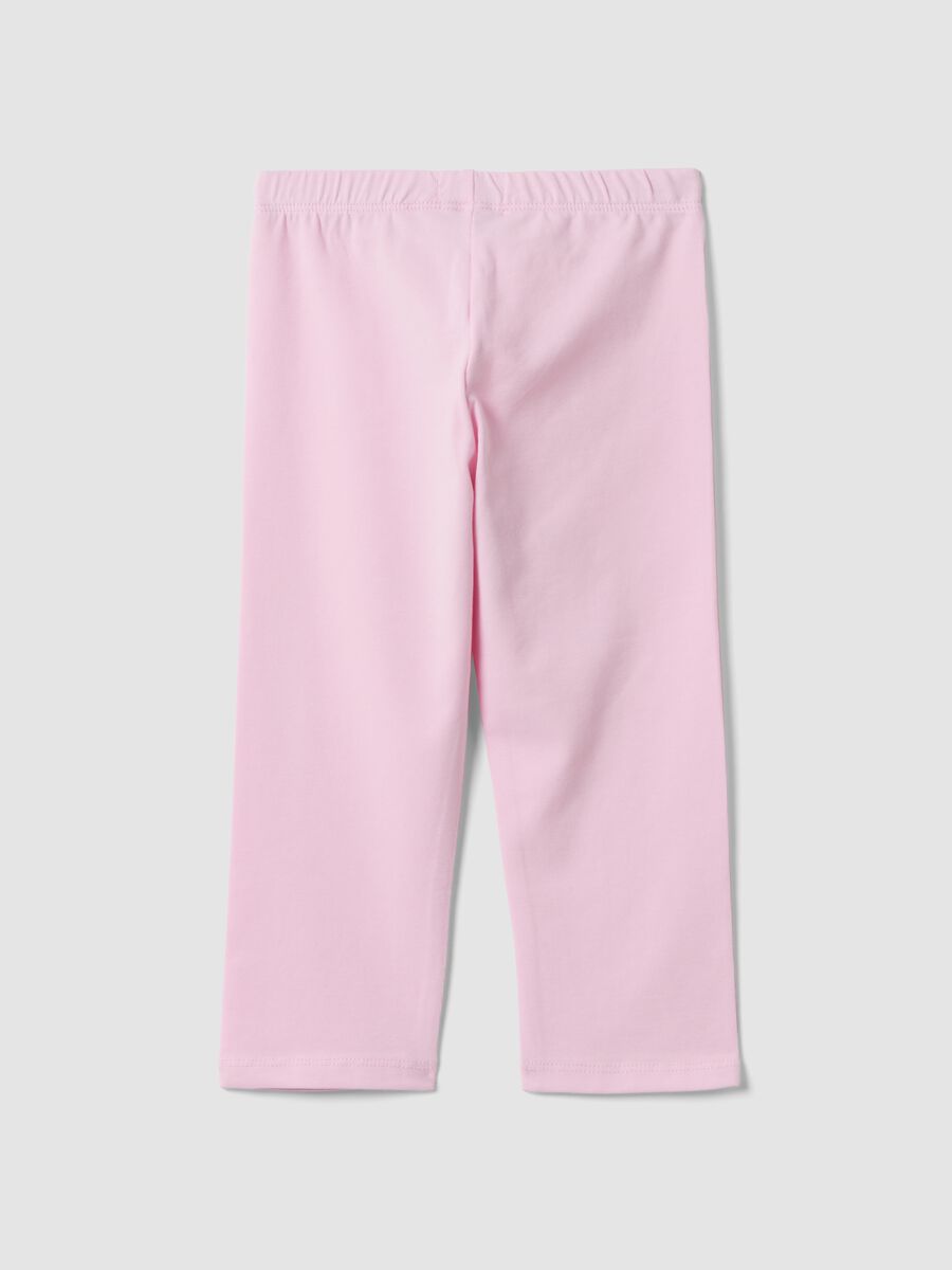 Pink slim fit stretch cotton leggings for girls_1