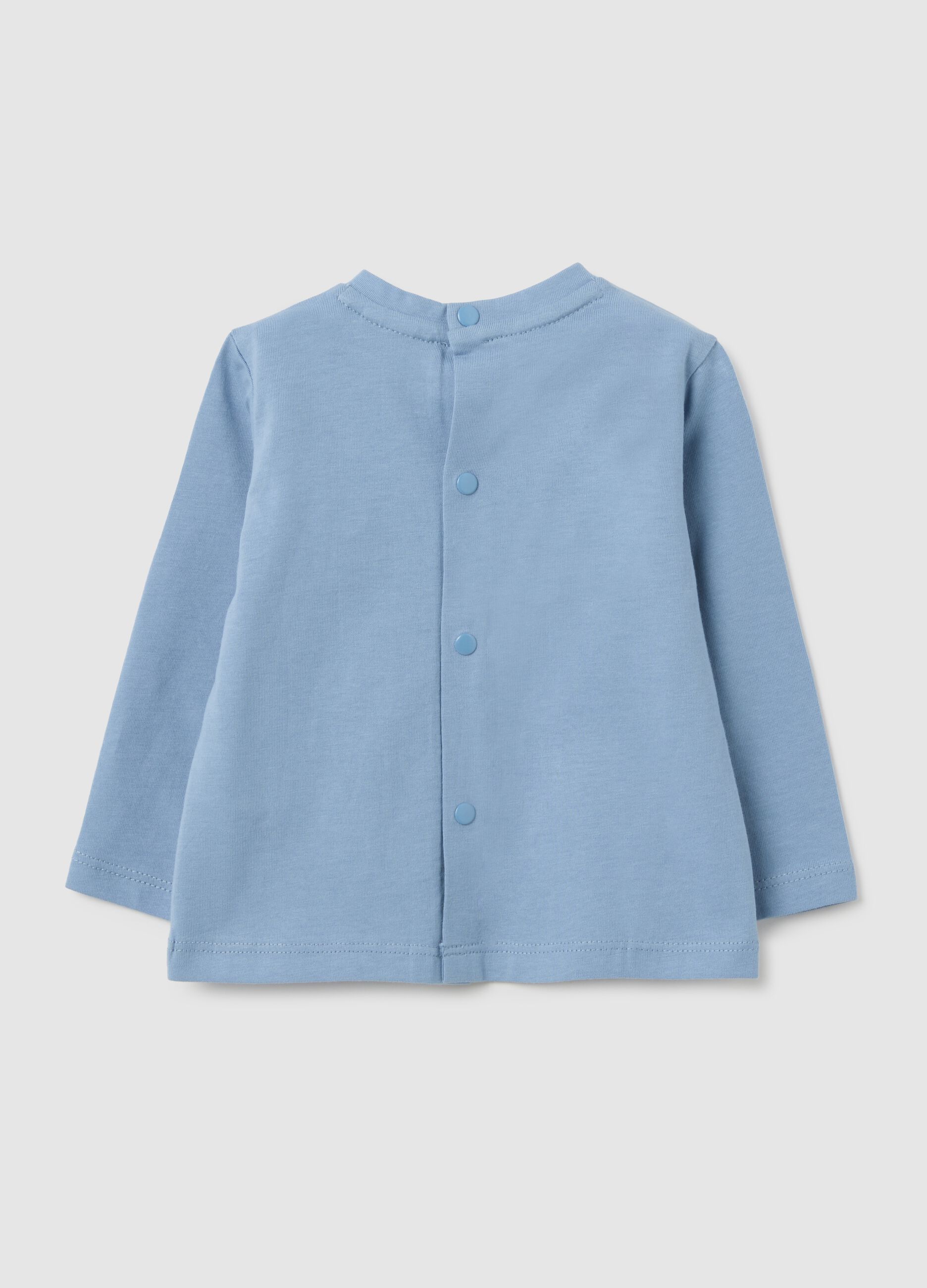 Baby t-shirt in pure blue cotton regular fit with print