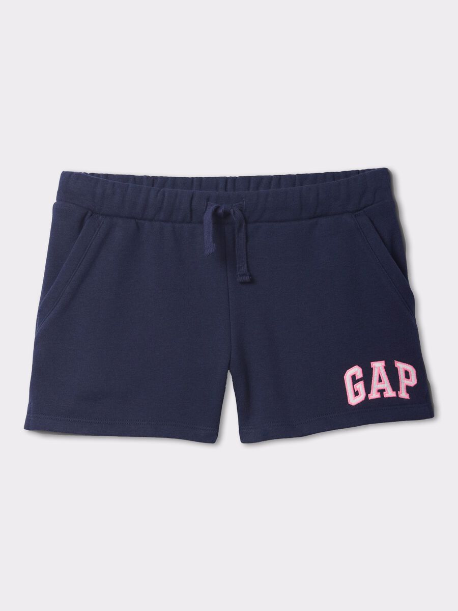 Blue shorts with drawstring and logo patch_4