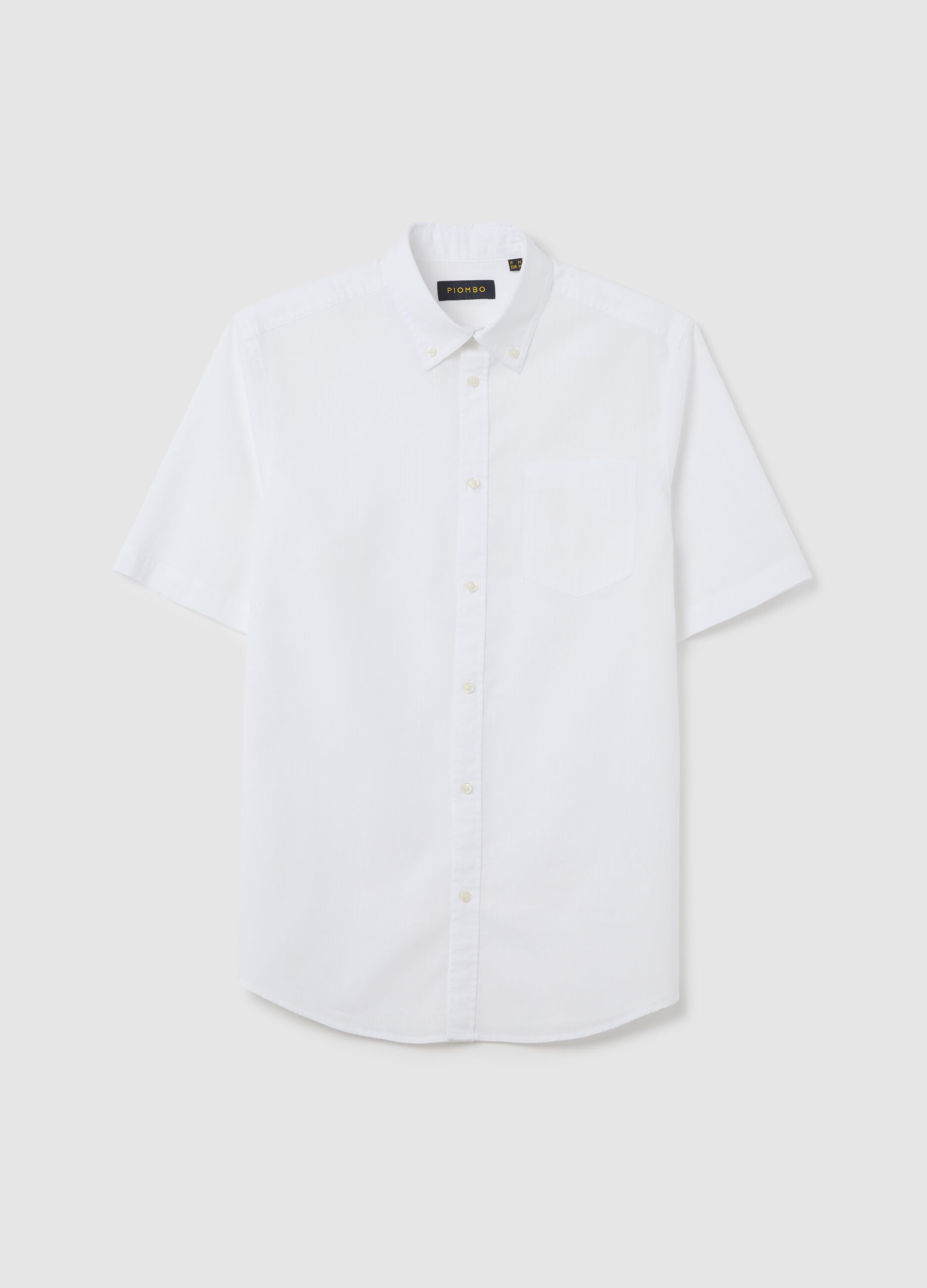Men's white pure cotton regular fit shirt with chest pocket
