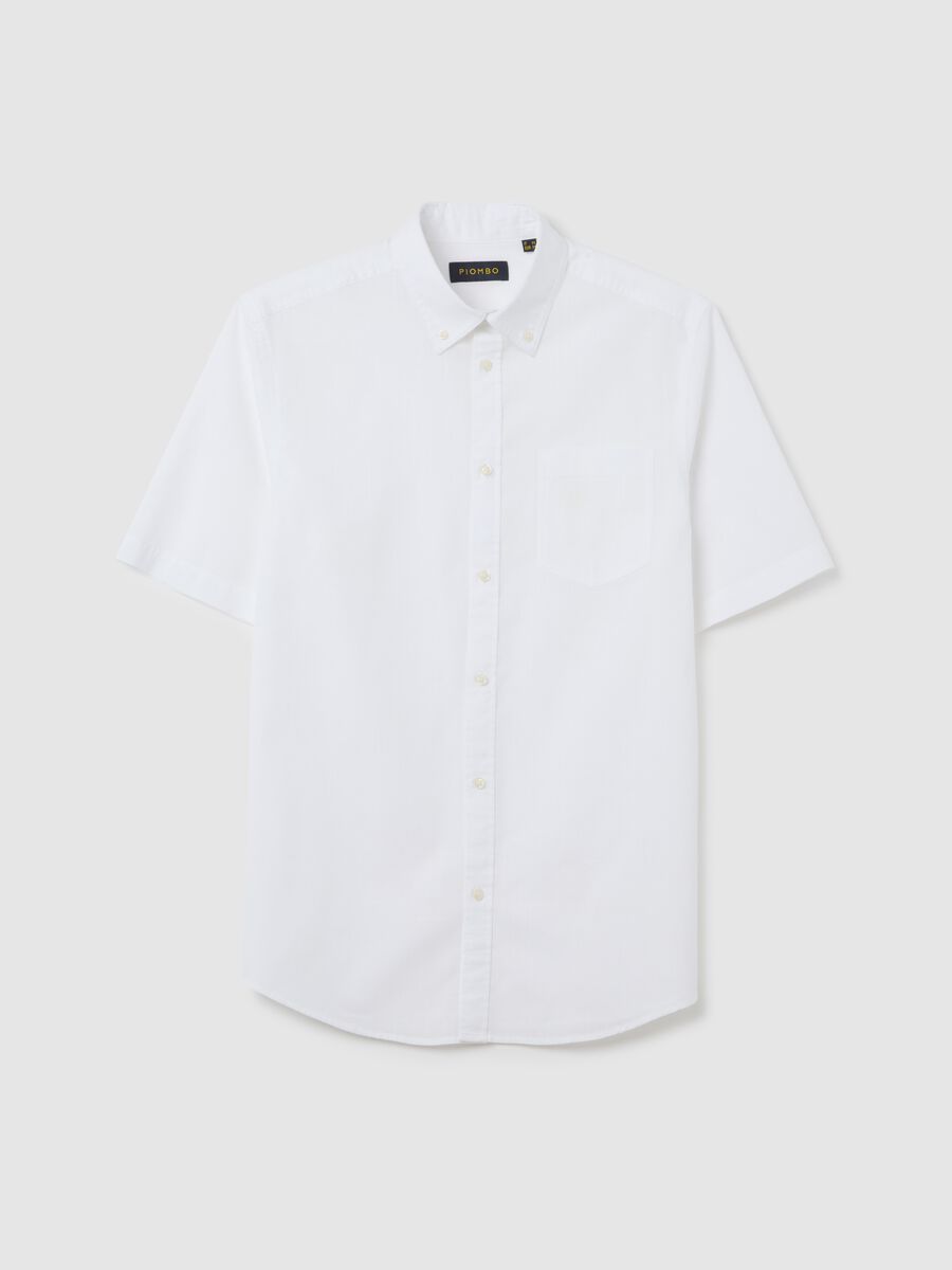 Men's white pure cotton regular fit shirt with chest pocket_4
