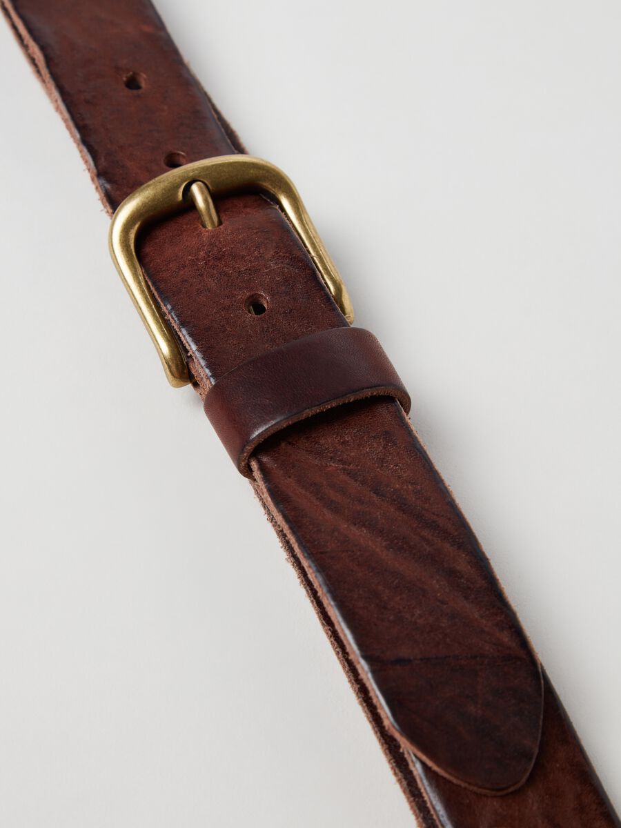 Cintura in pelle effetto vintage fibbia stondata_1