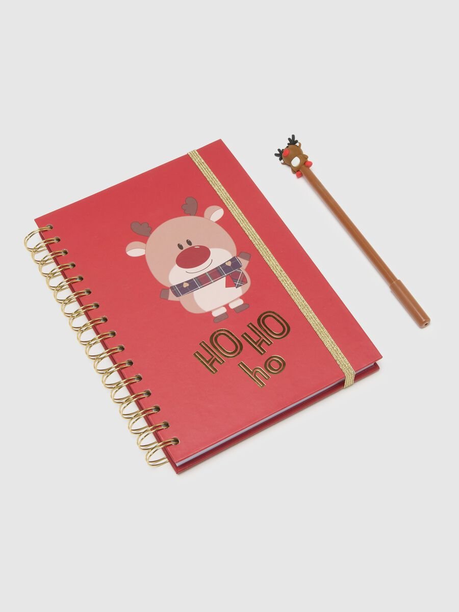 Red Christmas notebook with pen_2