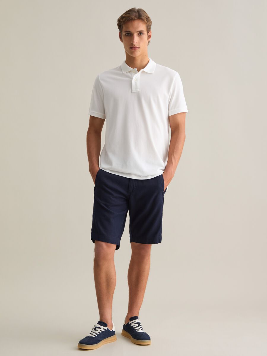 Men's pure cotton white polo regular fit with classic collar_2