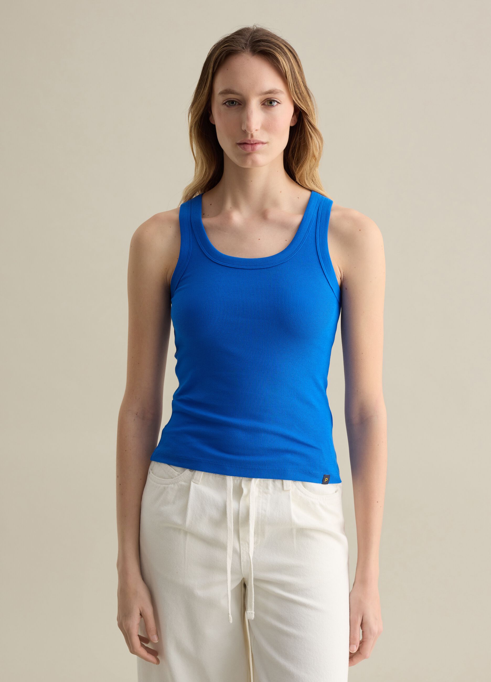 Royal blue ribbed tank top