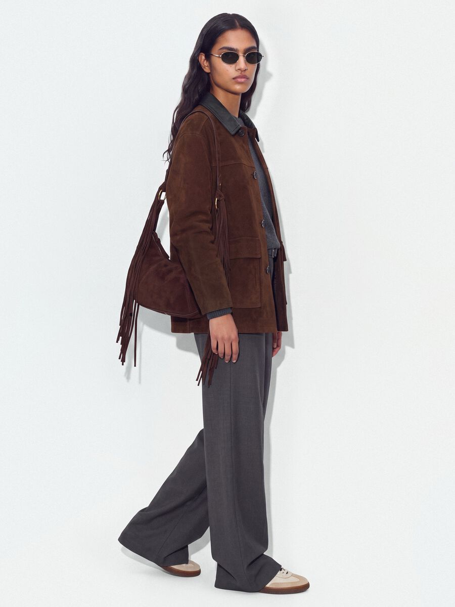 Pantaloni formali grigi in viscosa elasticizzata con cintura_4