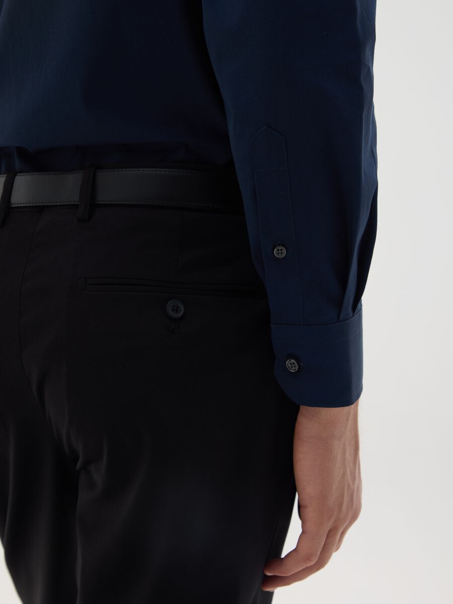 Camicia da uomo in puro cotone blu regular fit easy iron_3
