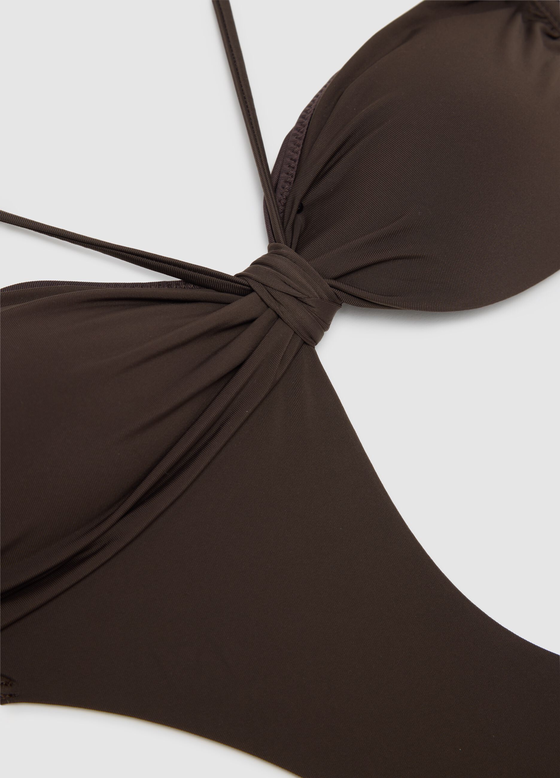 Women's brown stretch fabric one-piece swimsuit