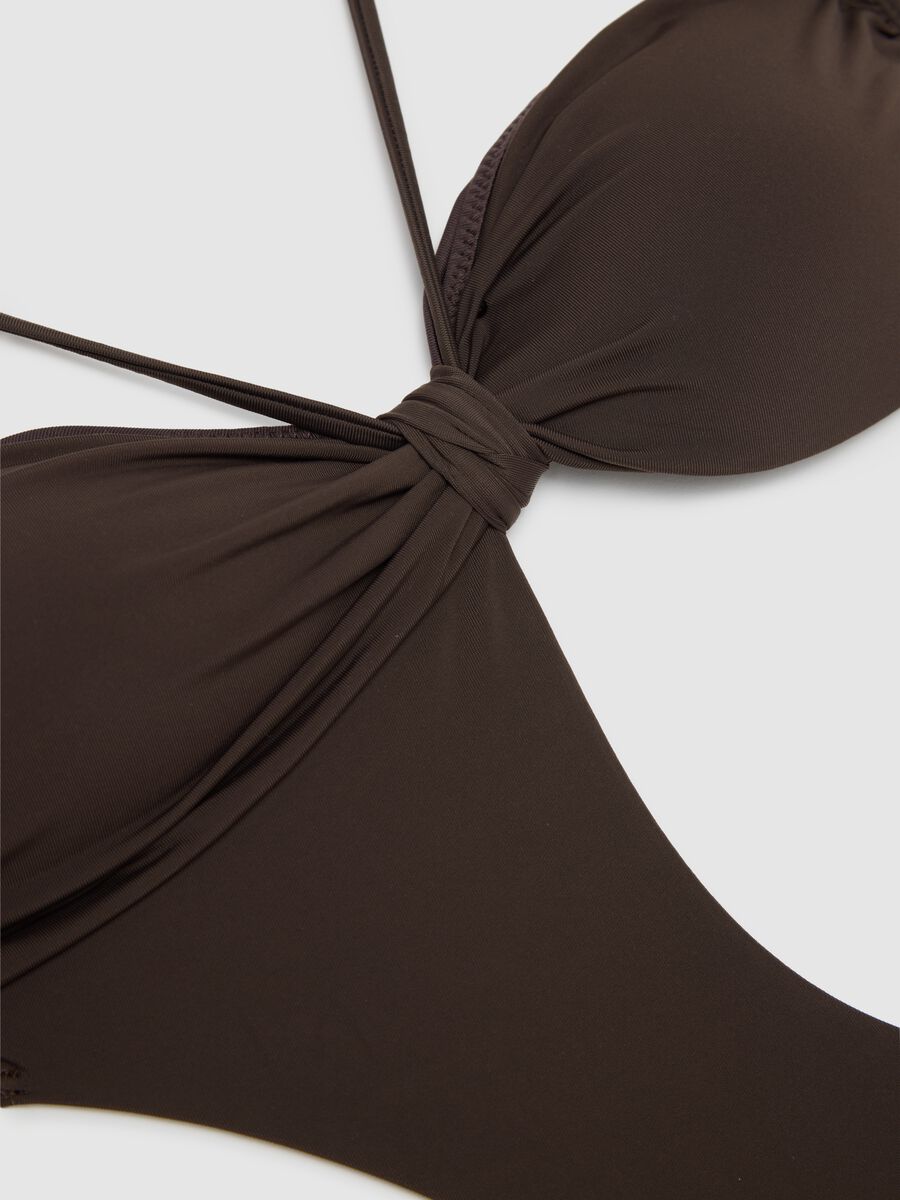 Women's brown stretch fabric one-piece swimsuit_6