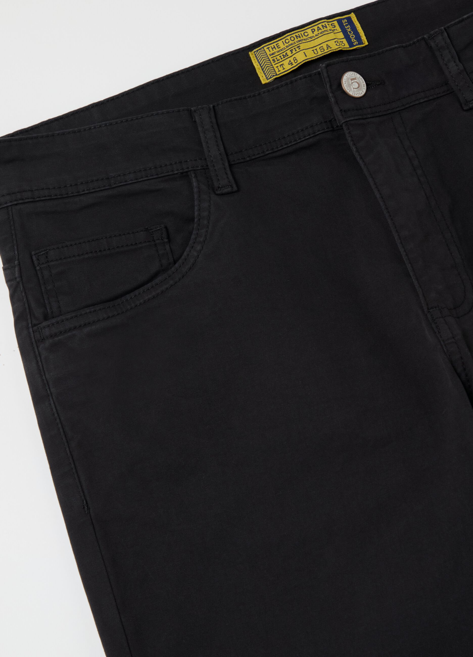 Pantalone slim fit in cotone stretch nero