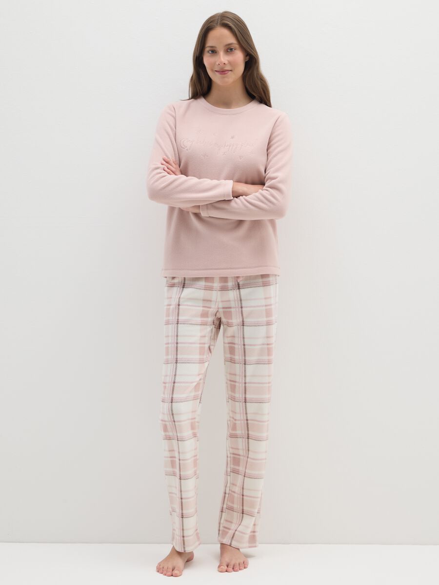 Pink fleece pyjama trousers regular fit_0