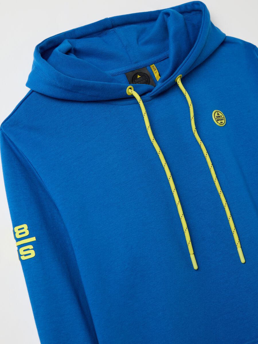 Blue sweatshirt with hood and logo_5