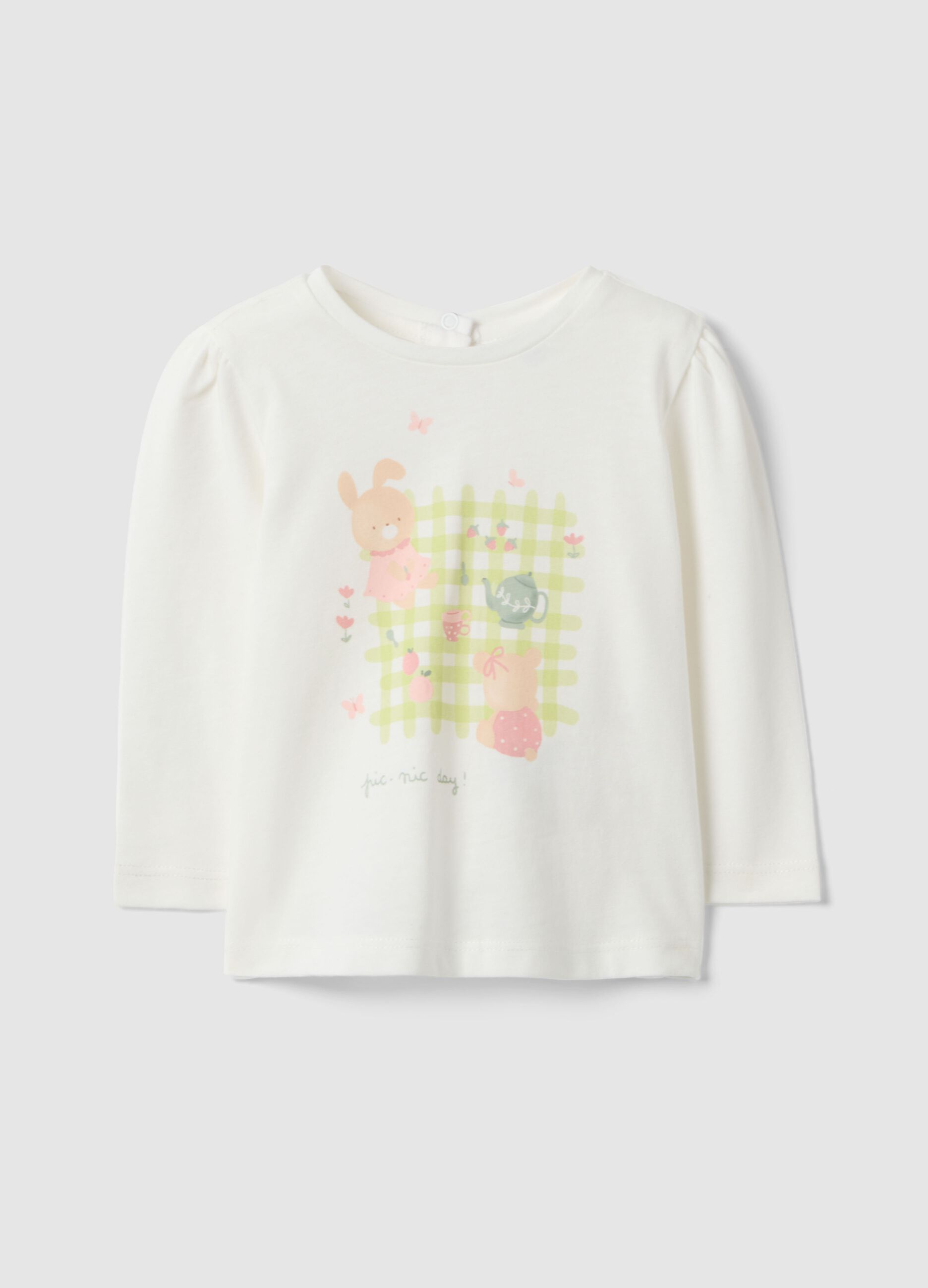 Maglia in cotone biologico bianca regular fit per bimba