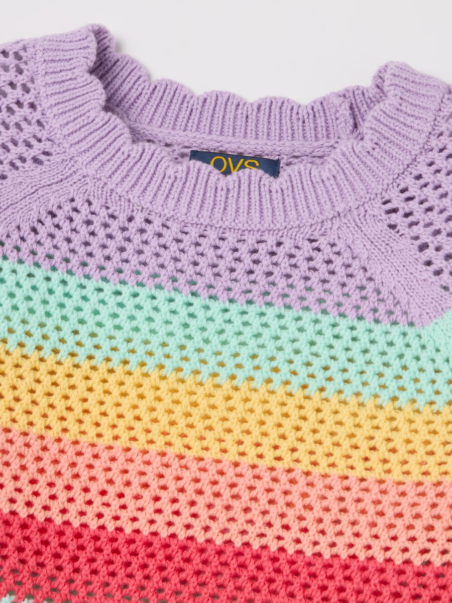 Striped pullover with openwork design_2