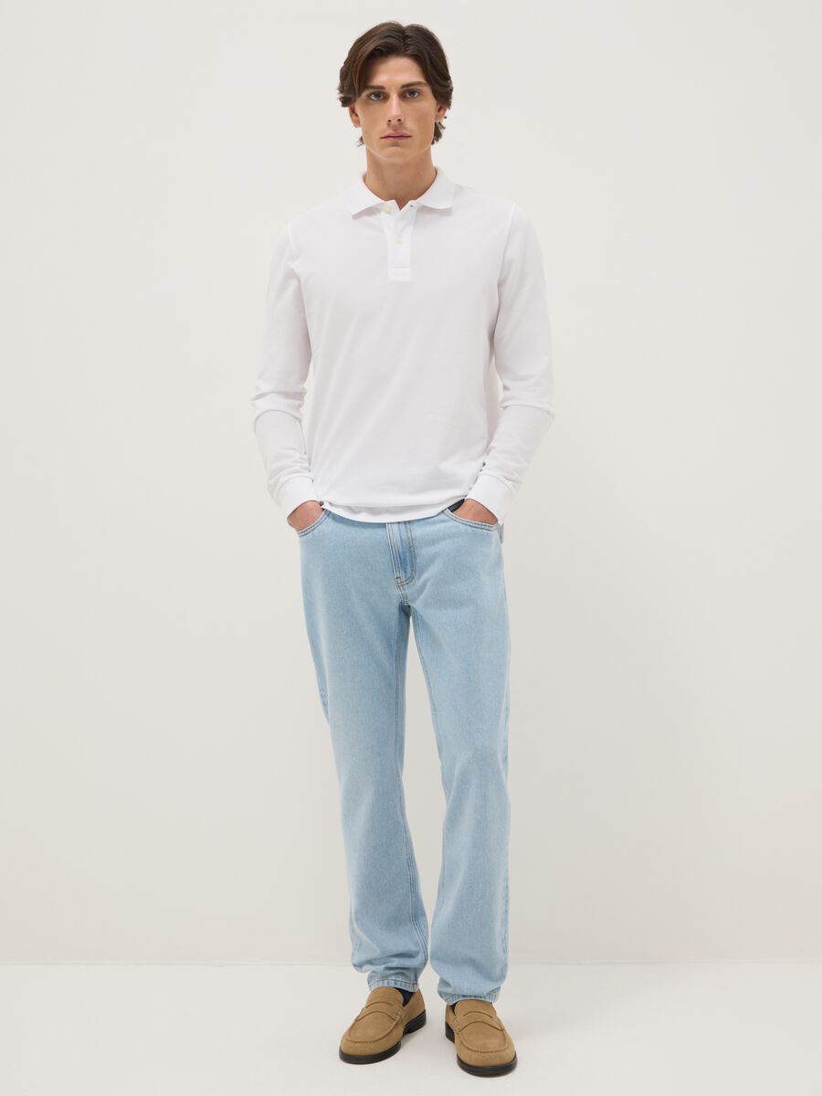 Slim fit blue cotton blend jeans_0