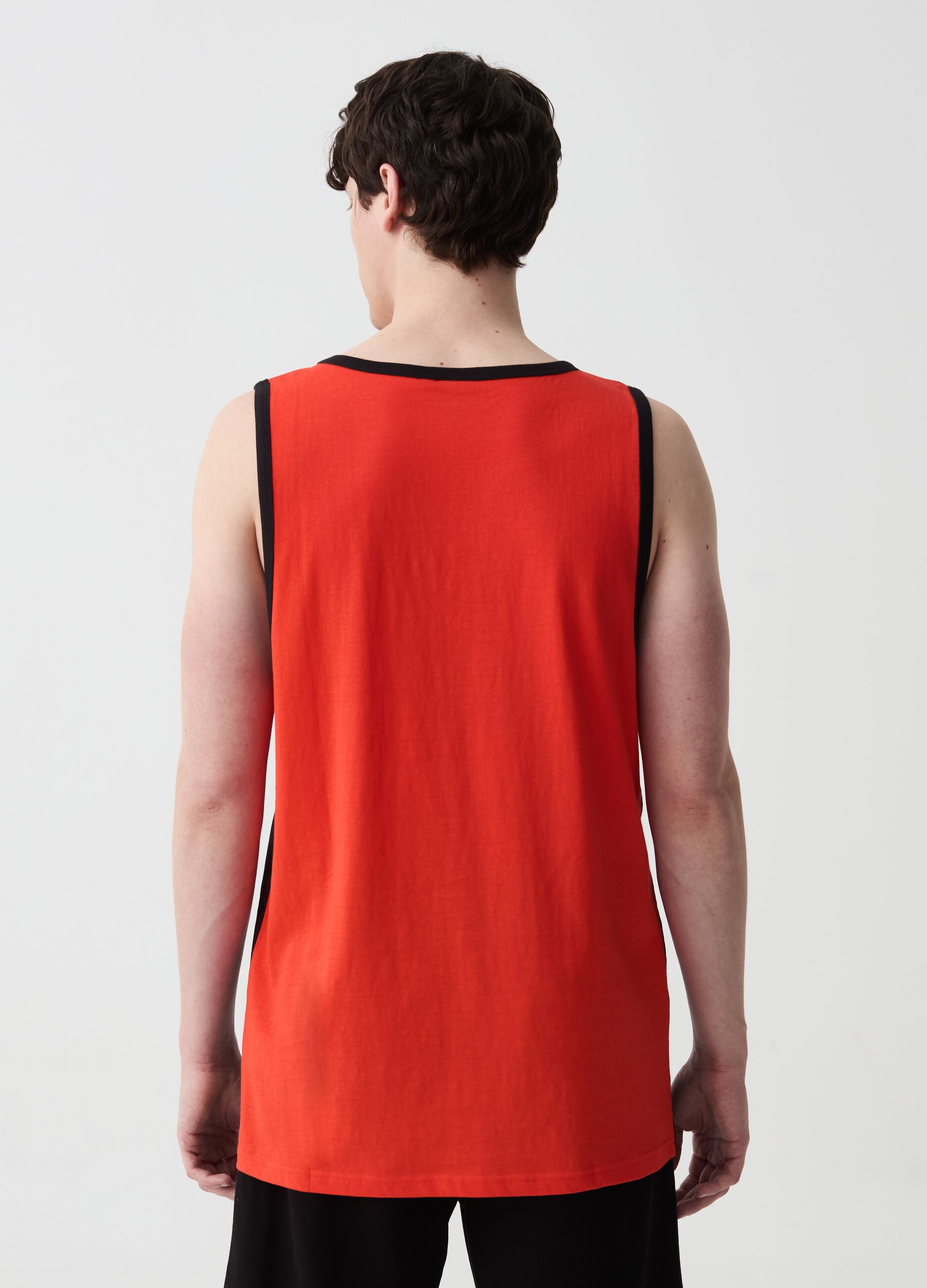 Tank top with contrasting edging and logo print
