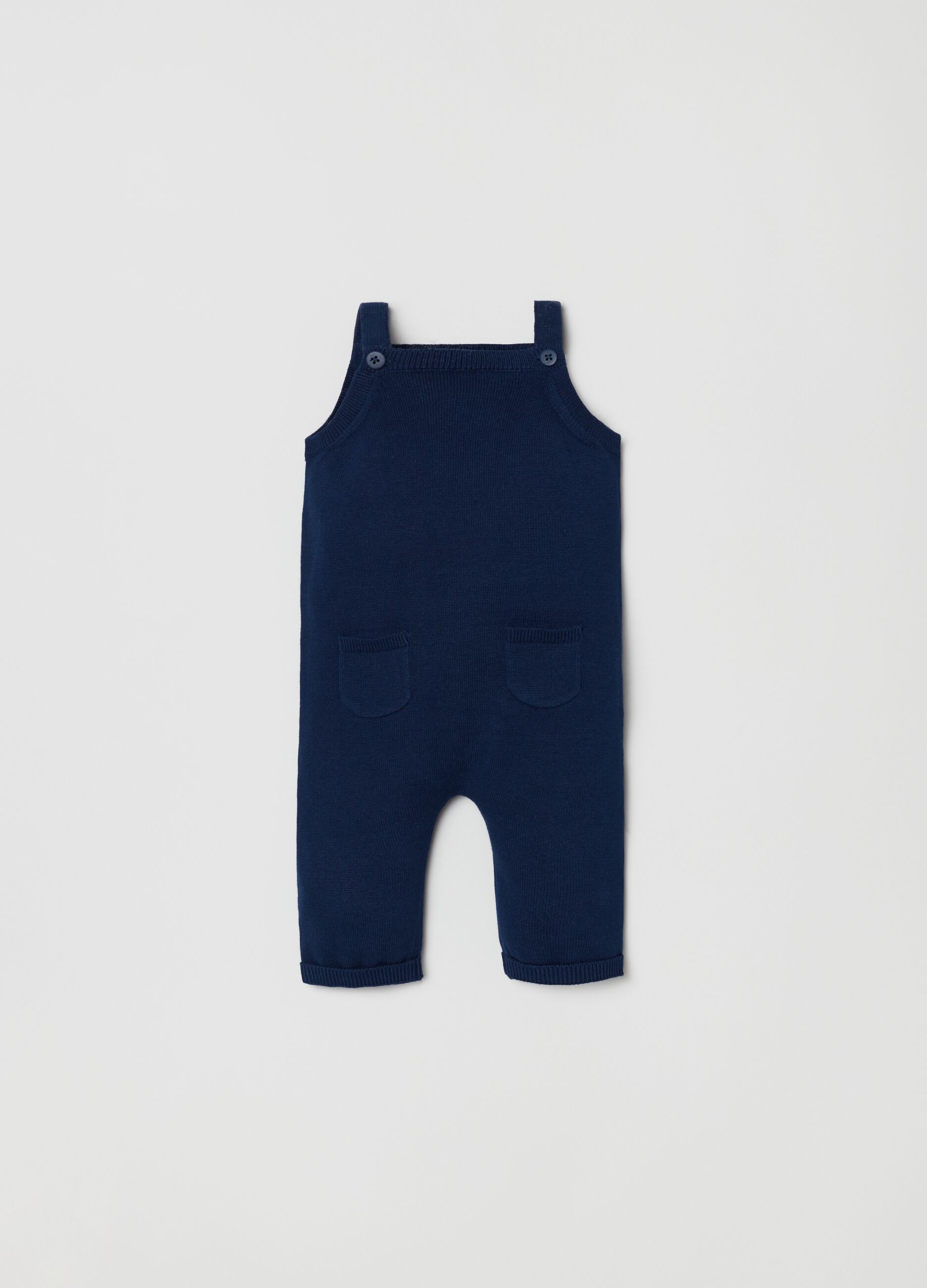 Solid colour, knitted cotton dungarees