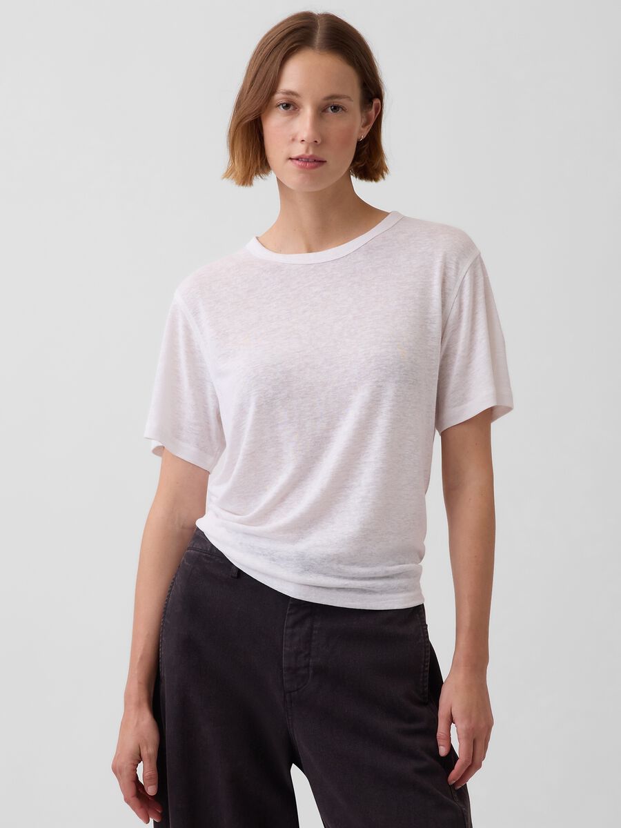 T-shirt in misto lino_0