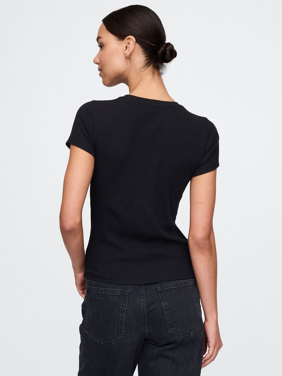 T-shirt slim fit in cotone a costine _1