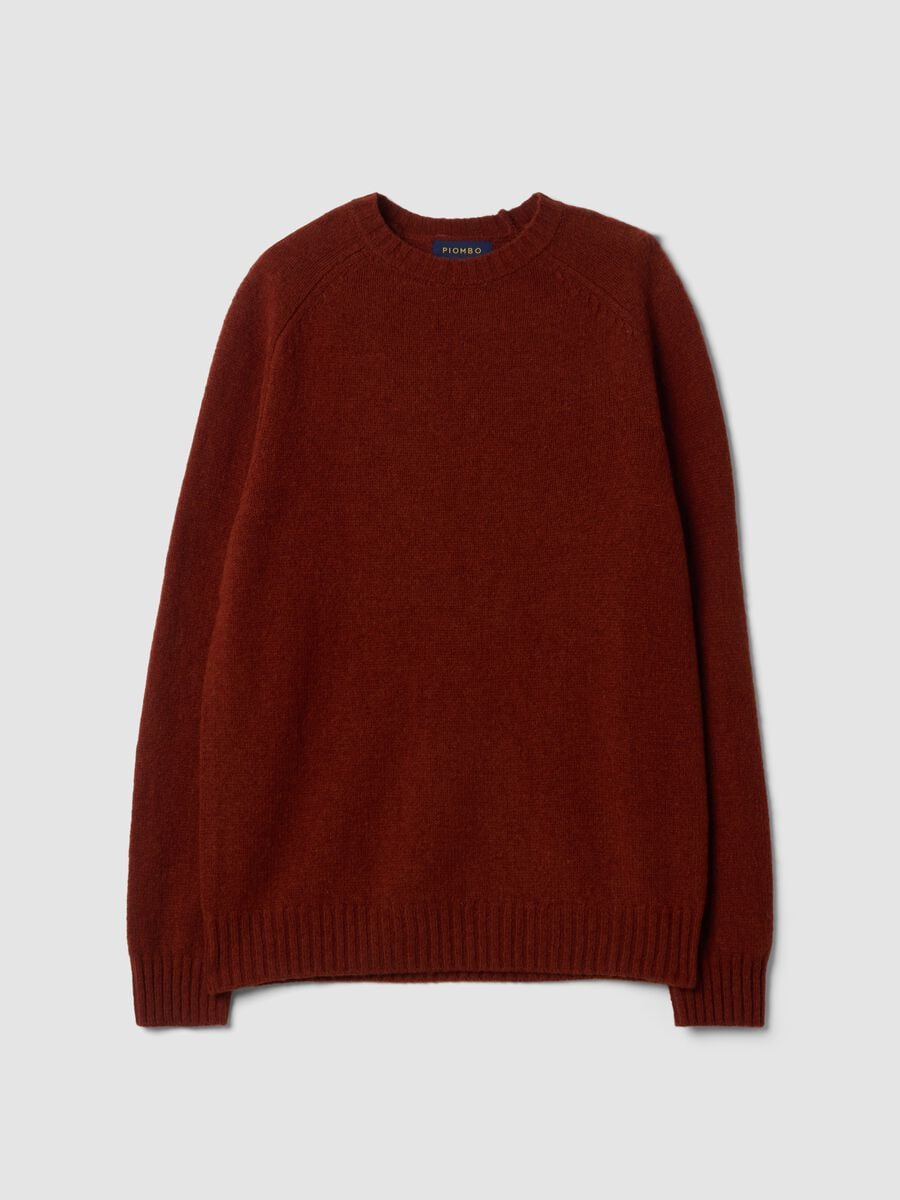 Maglione girocollo arancione in pura lana regular fit_0