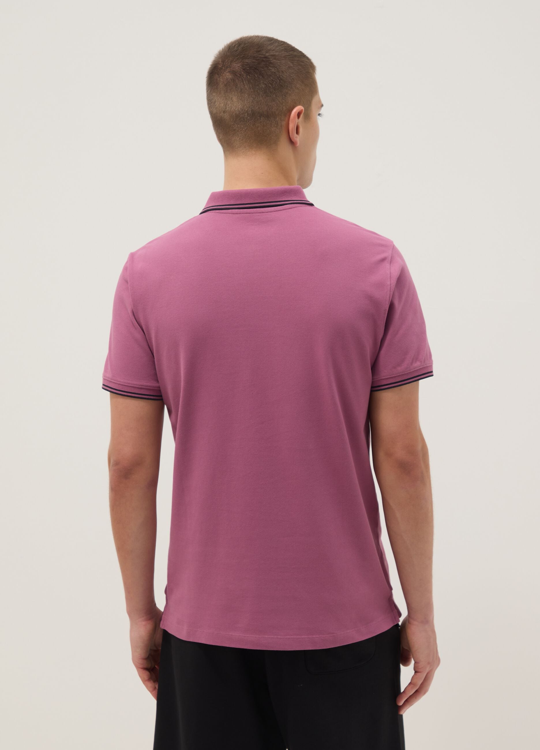 Polo in cotone elasticizzato viola regular fit