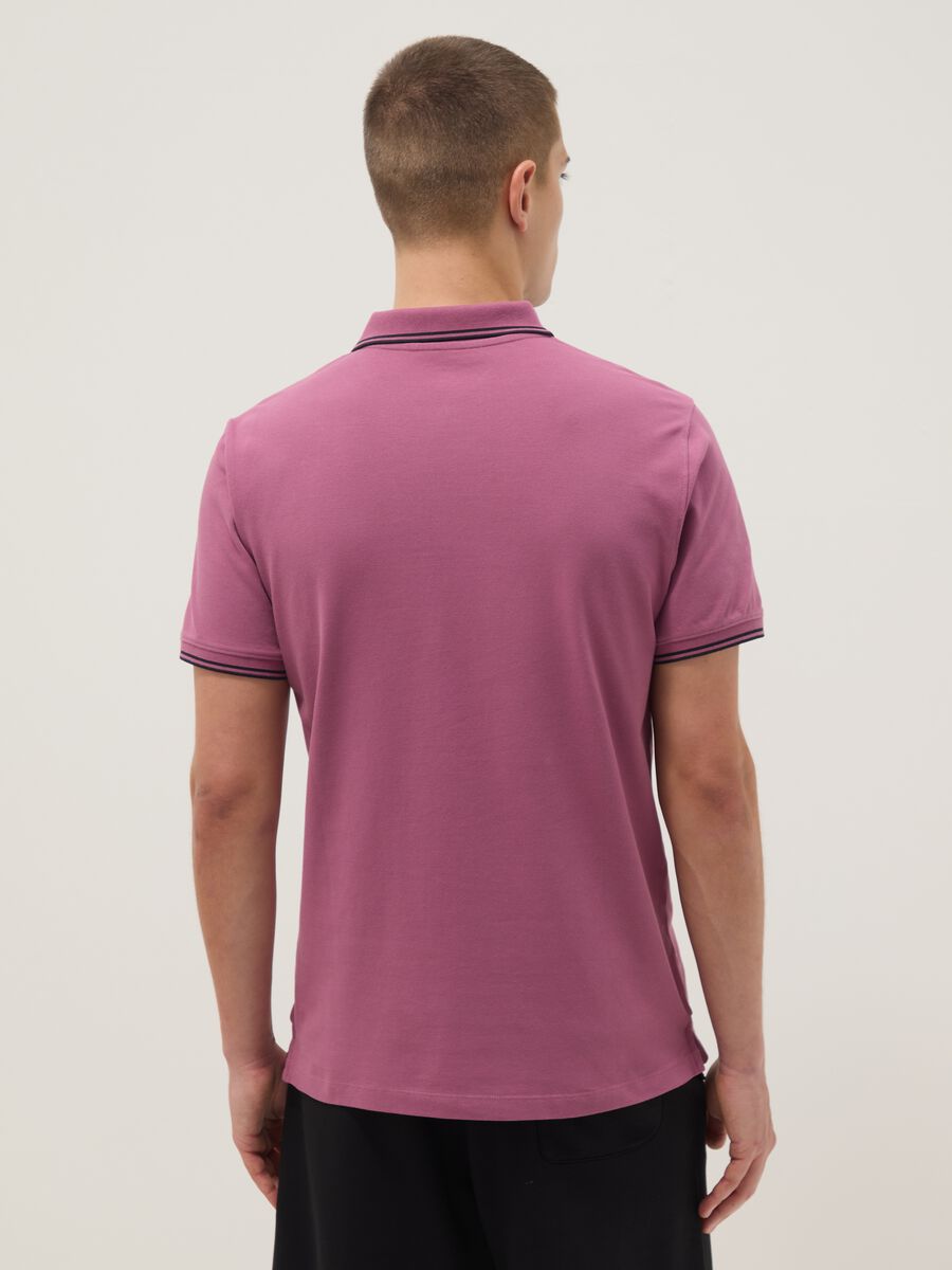Purple stretch cotton polo shirt, regular fit_3