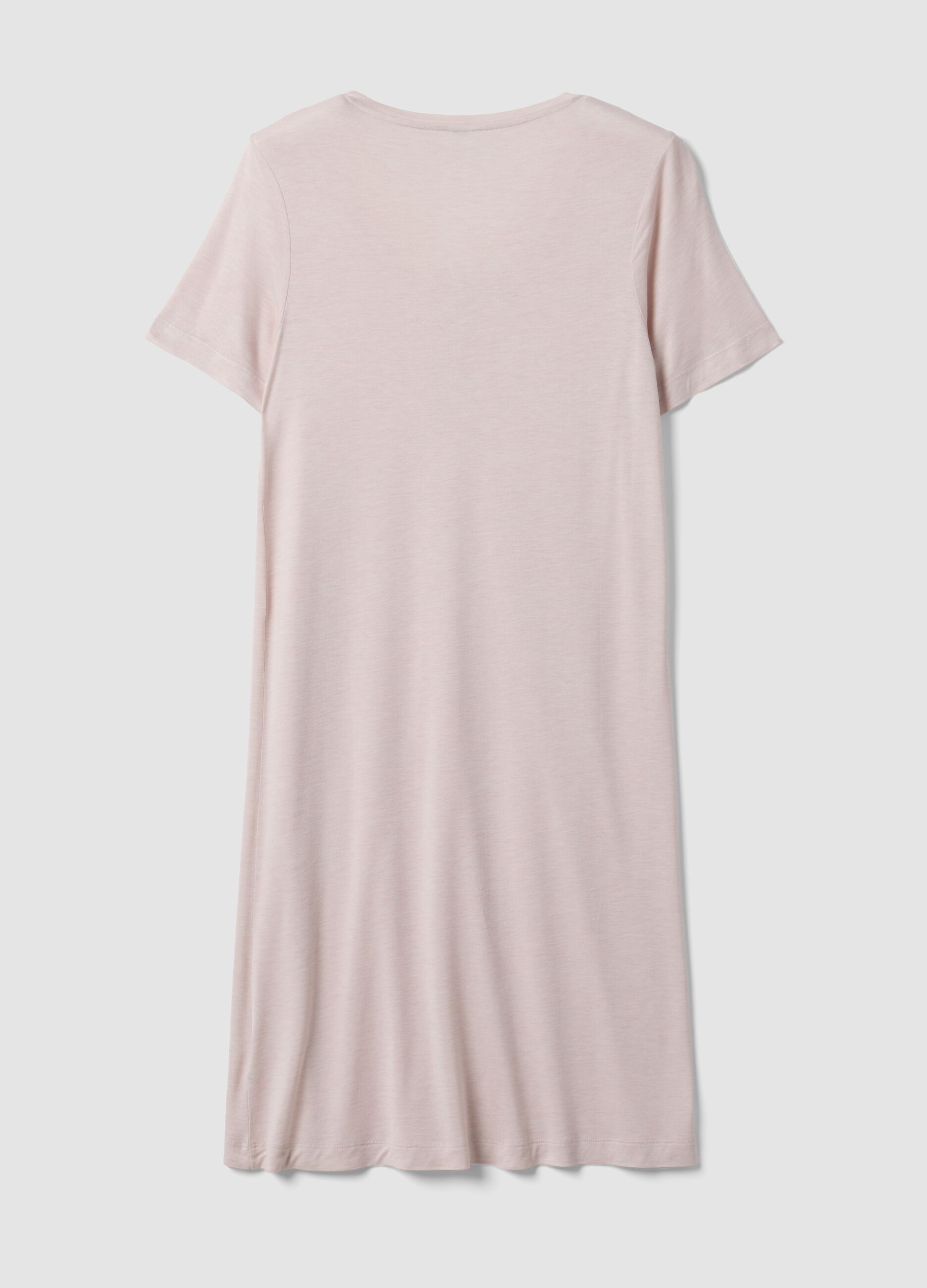 Pink pure viscose V-neck nightdress
