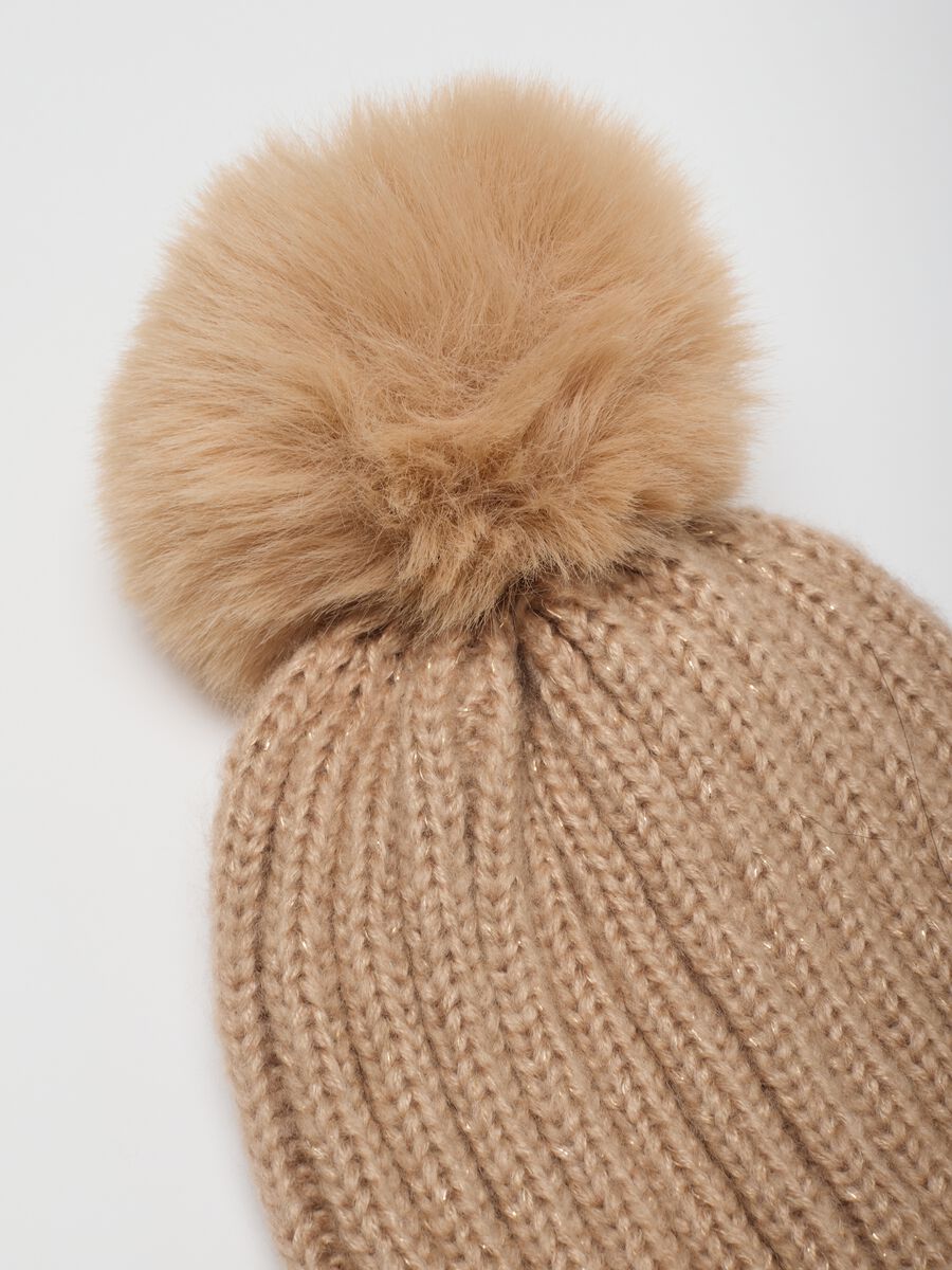 Beige Hat with Pom-Pom_2