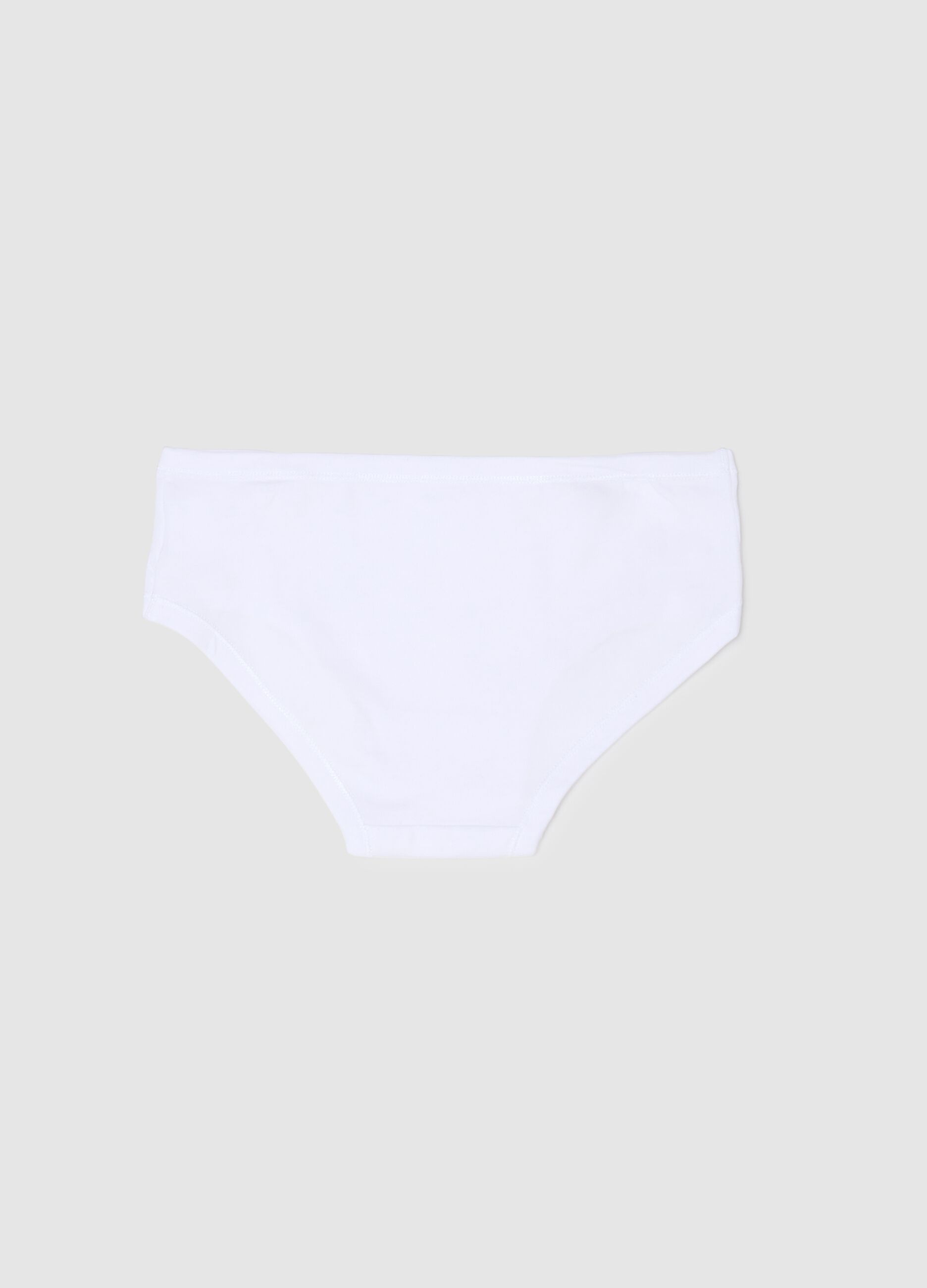 Girls' White Stretch Cotton Briefs