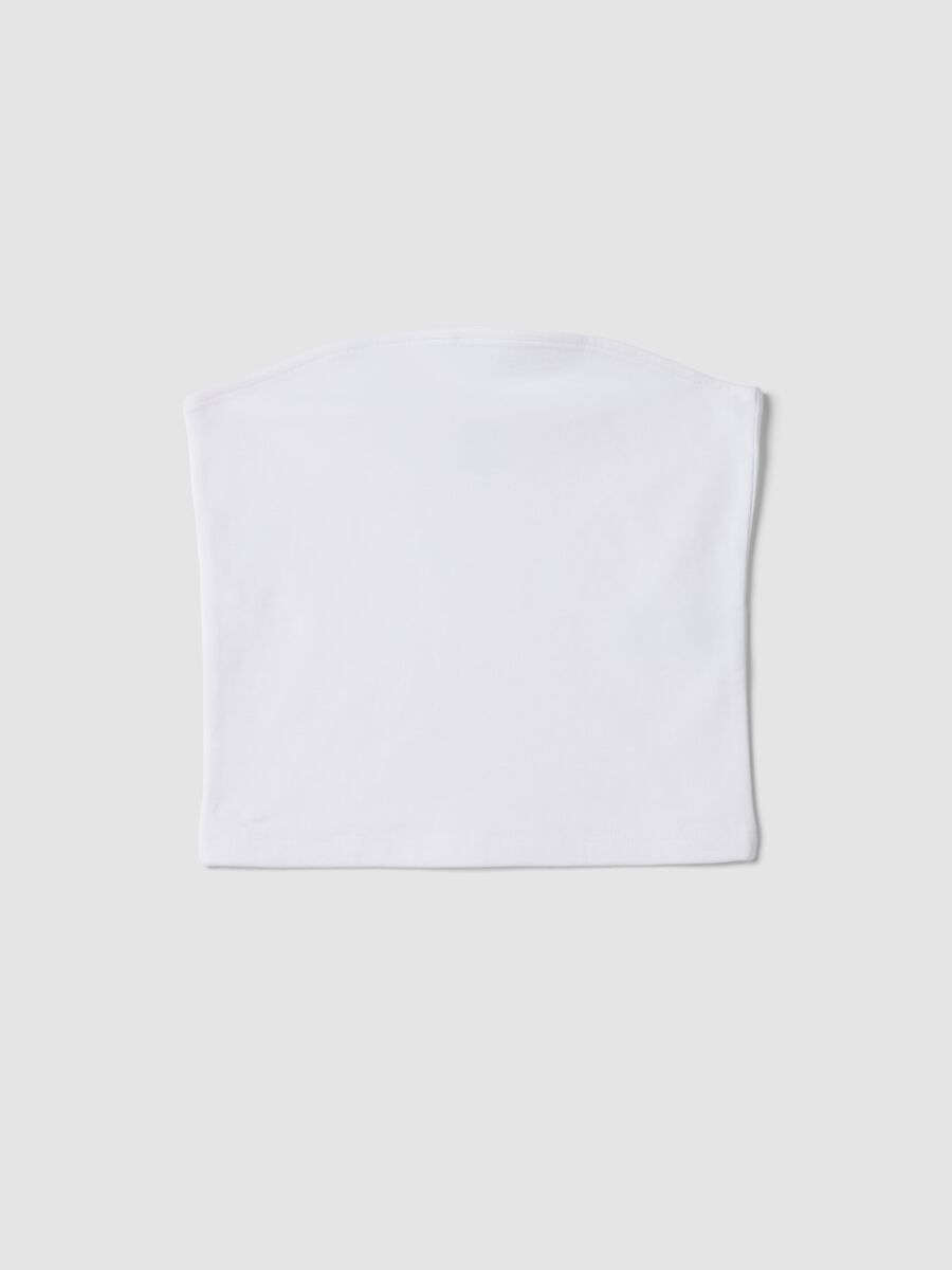 Top fitted a fascia bianco in cotone elasticizzato da ragazza_0