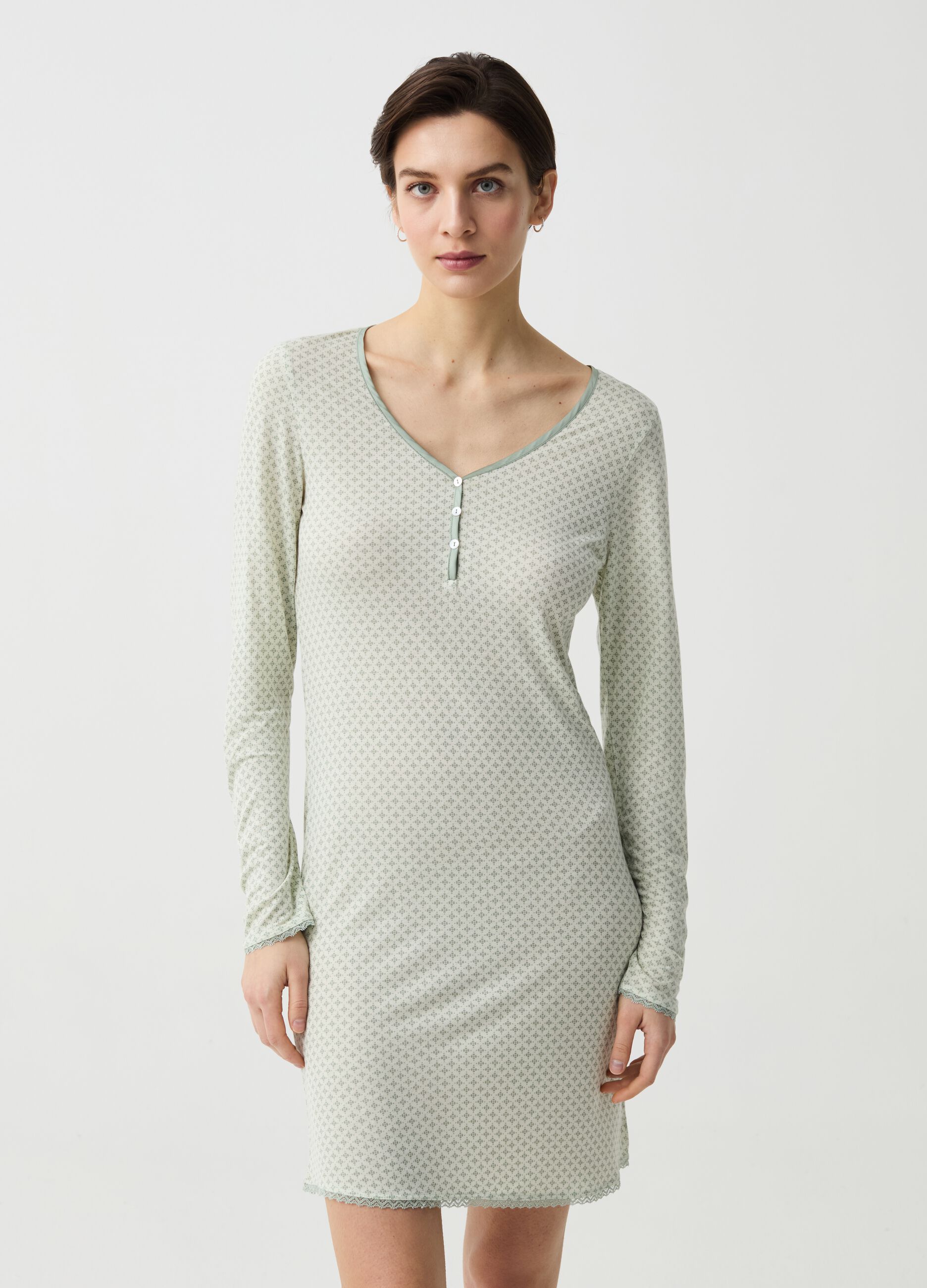 Jersey nightdress with micro pattern