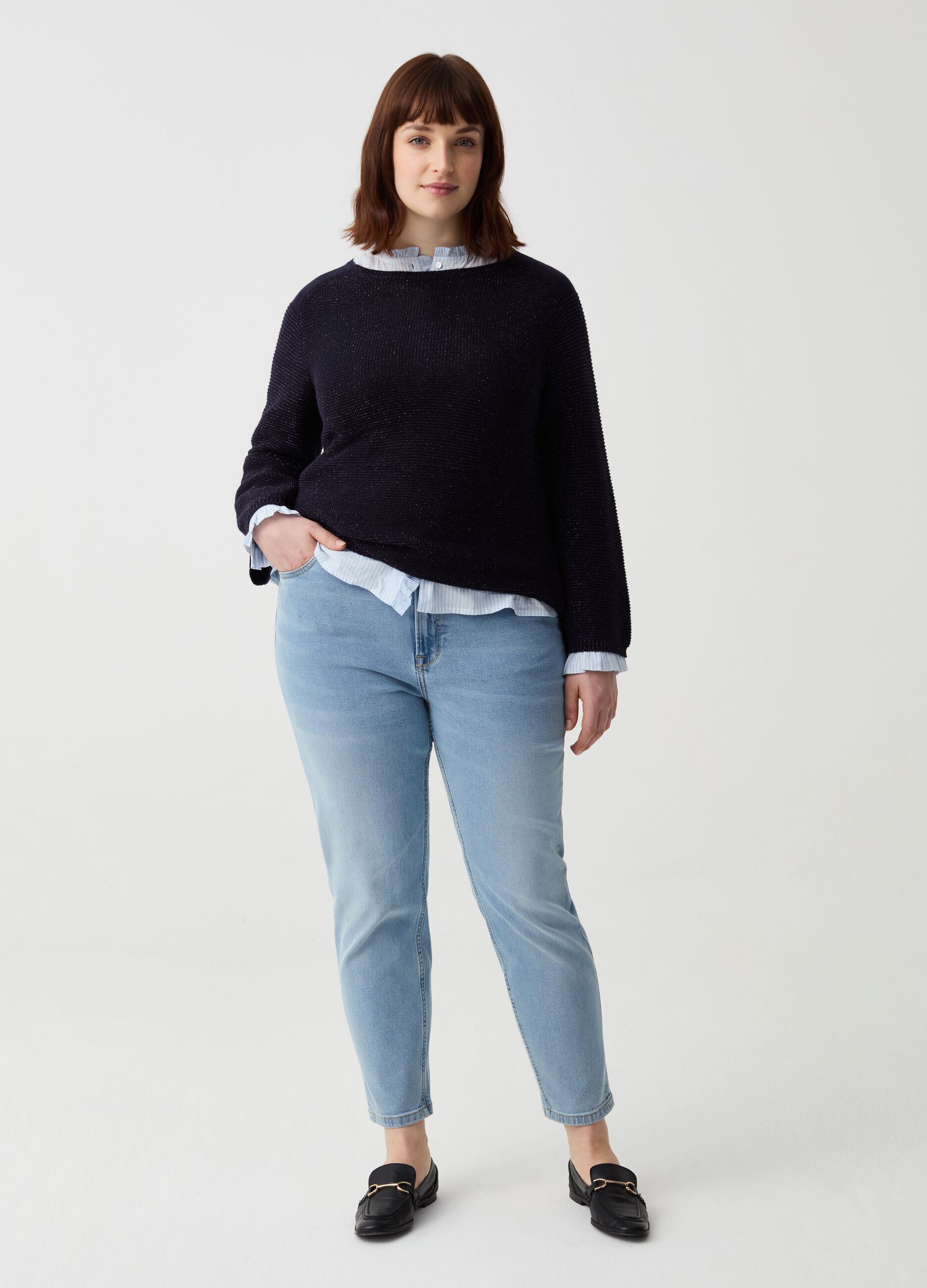 Curvy pullover in ribbed lurex