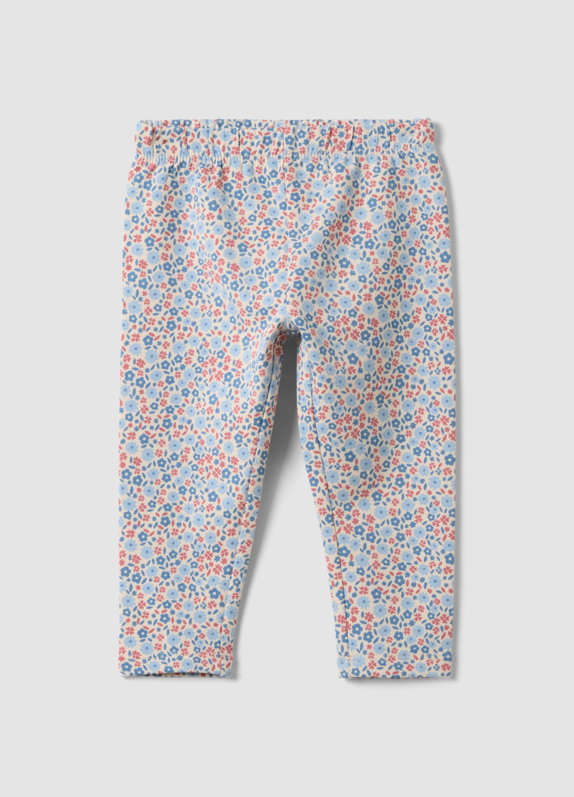 Grey floral stretch cotton leggings