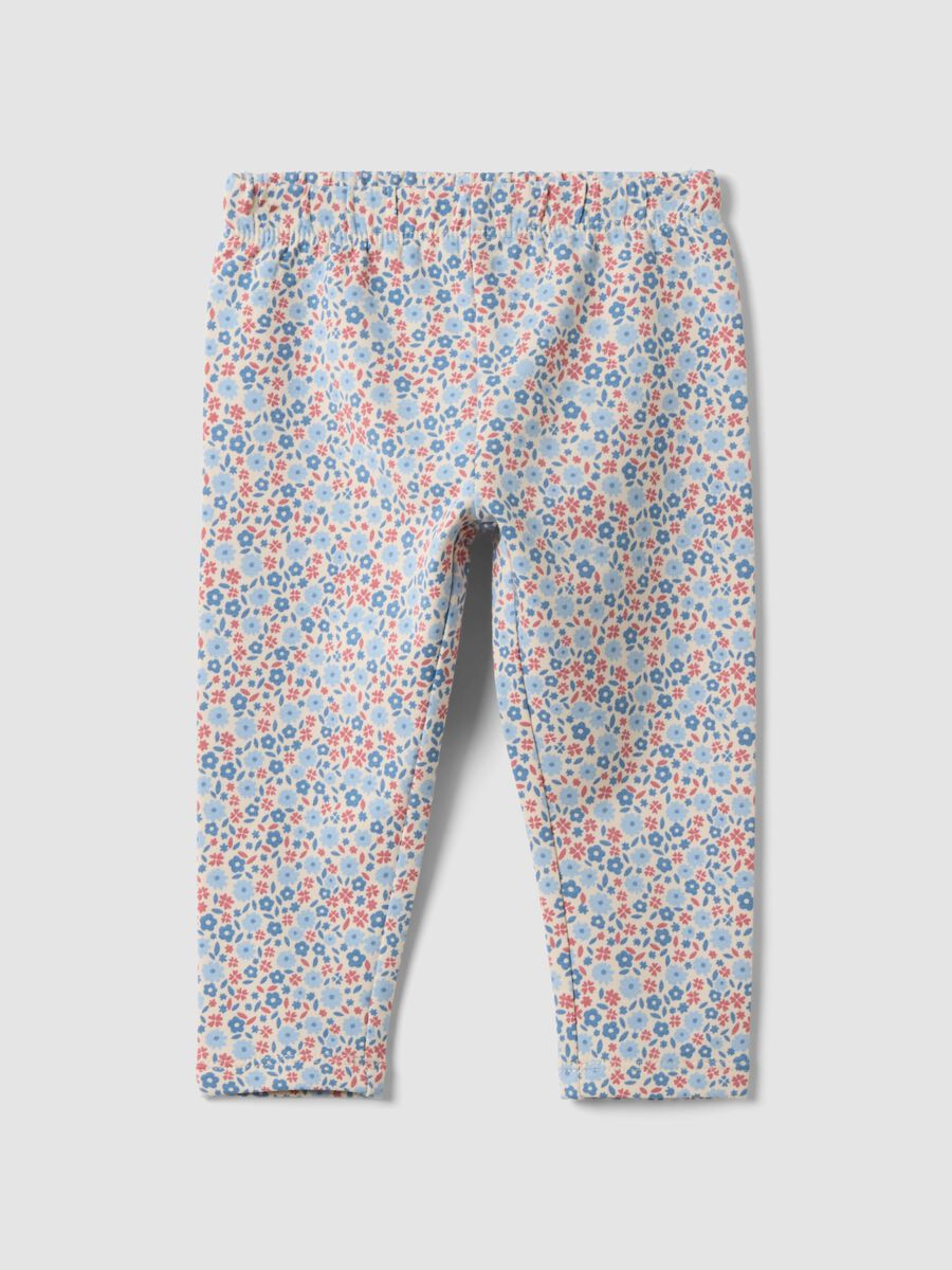 Grey floral stretch cotton leggings_0