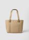 Borsa shopper beige con tasca esterna arricciata_2