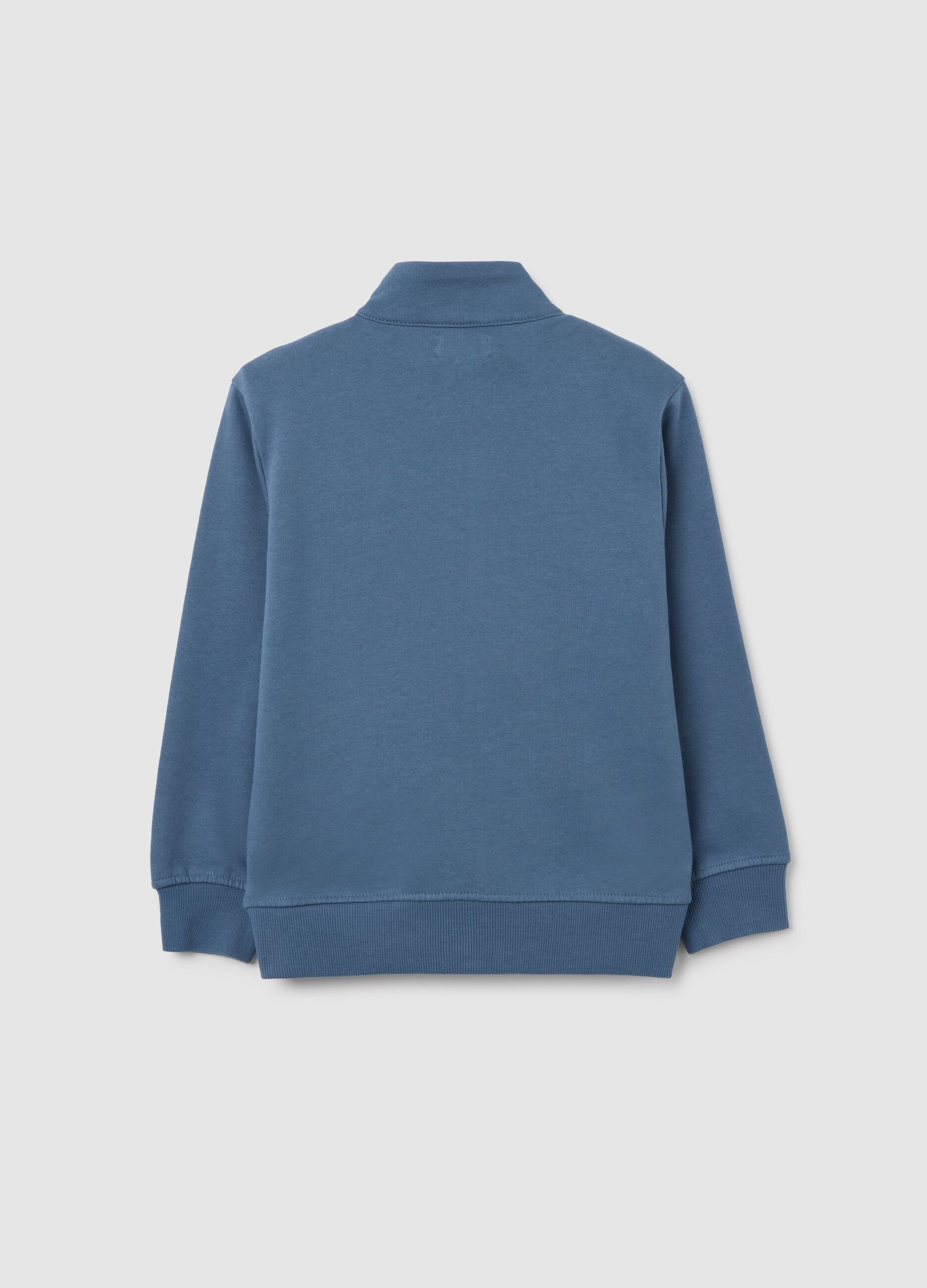Felpa da bambino in puro cotone blu con zip