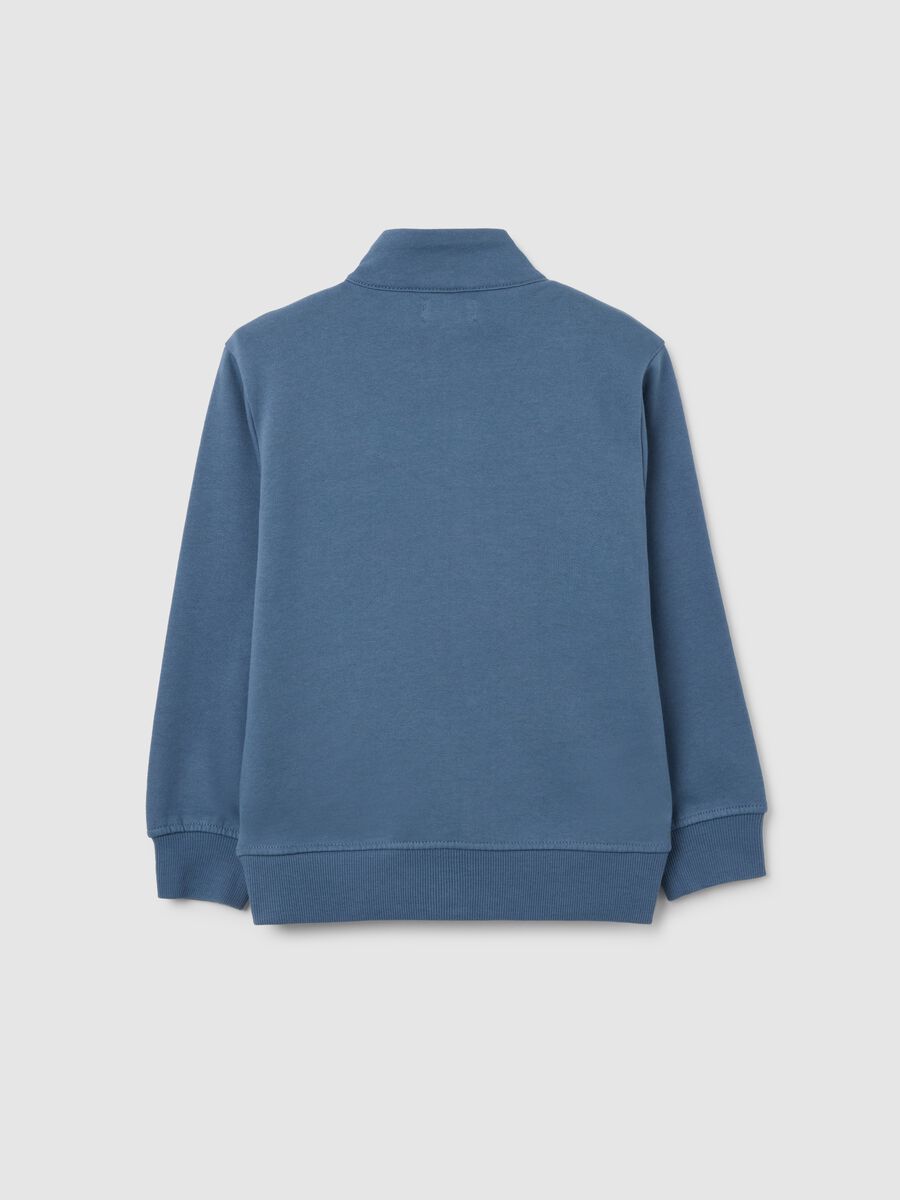 Felpa da bambino in puro cotone blu con zip_1
