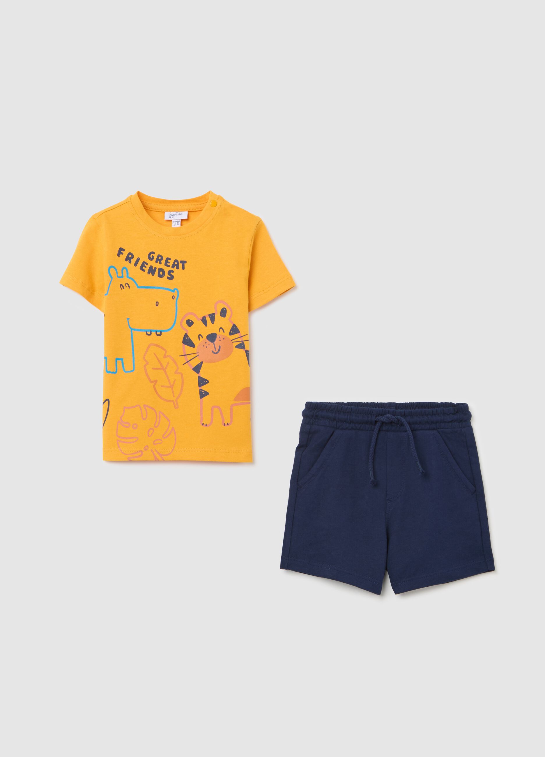 Jogging set with animals print in cotton