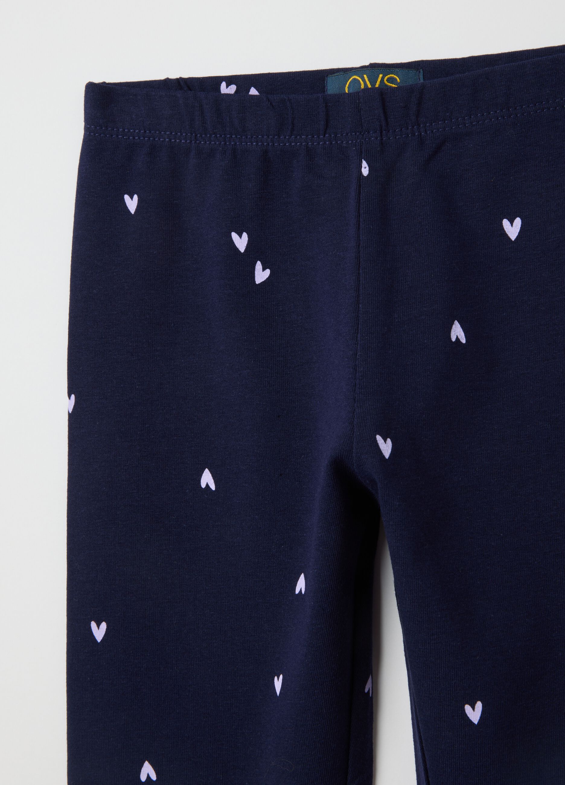 Girls' stretchy blue cotton leggings