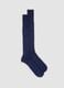 Long blue ribbed socks in pure cotton_0