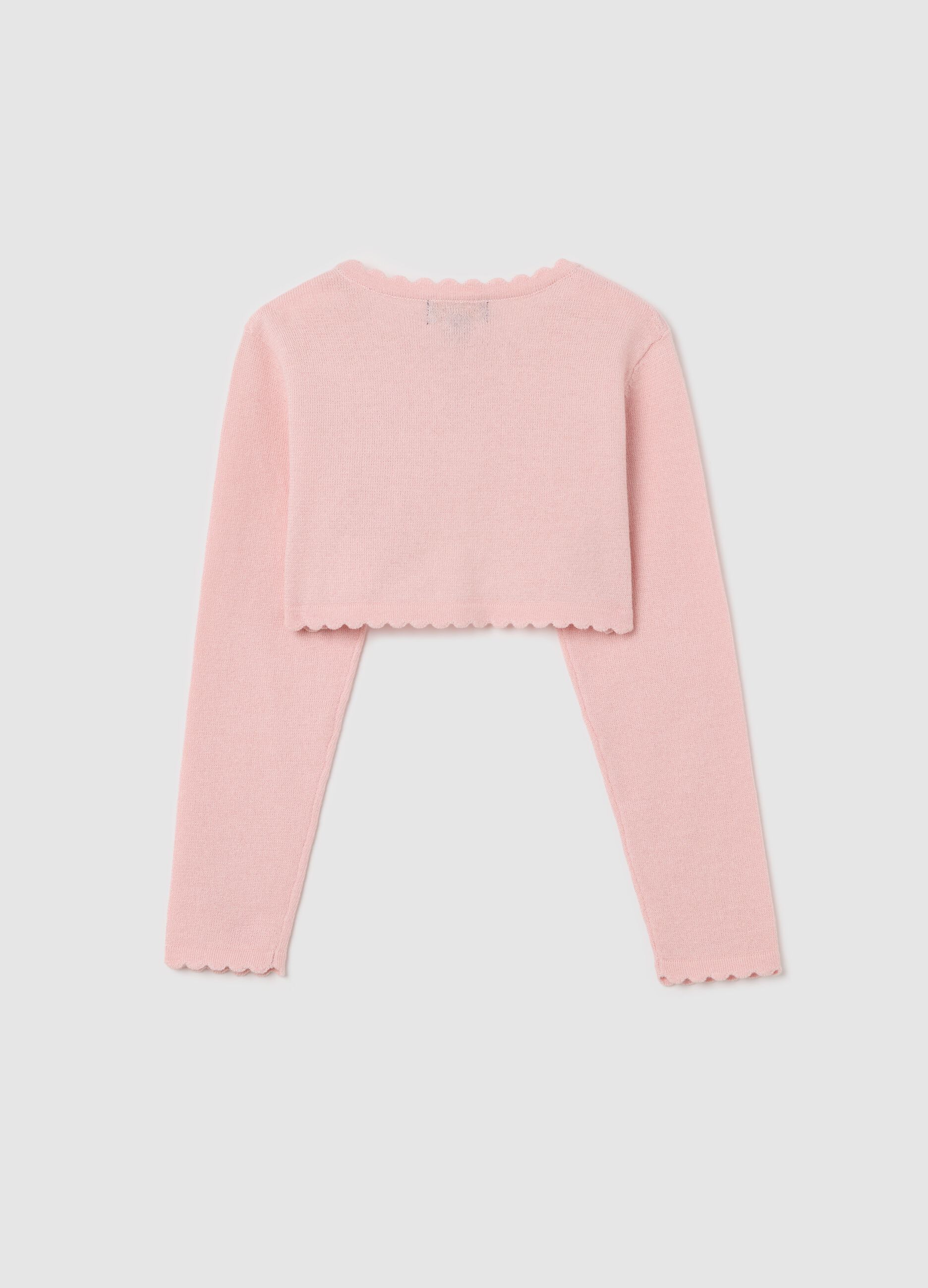 Pink open cropped shrug